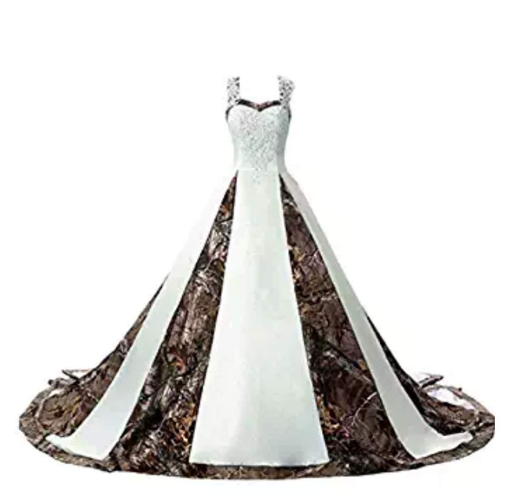Women's Camouflage Wedding Dress - Long Sleeve Camo Bridal Gown for Plus Size Brides | Perfect for Outdoor, Military-Themed, and Boho Weddings