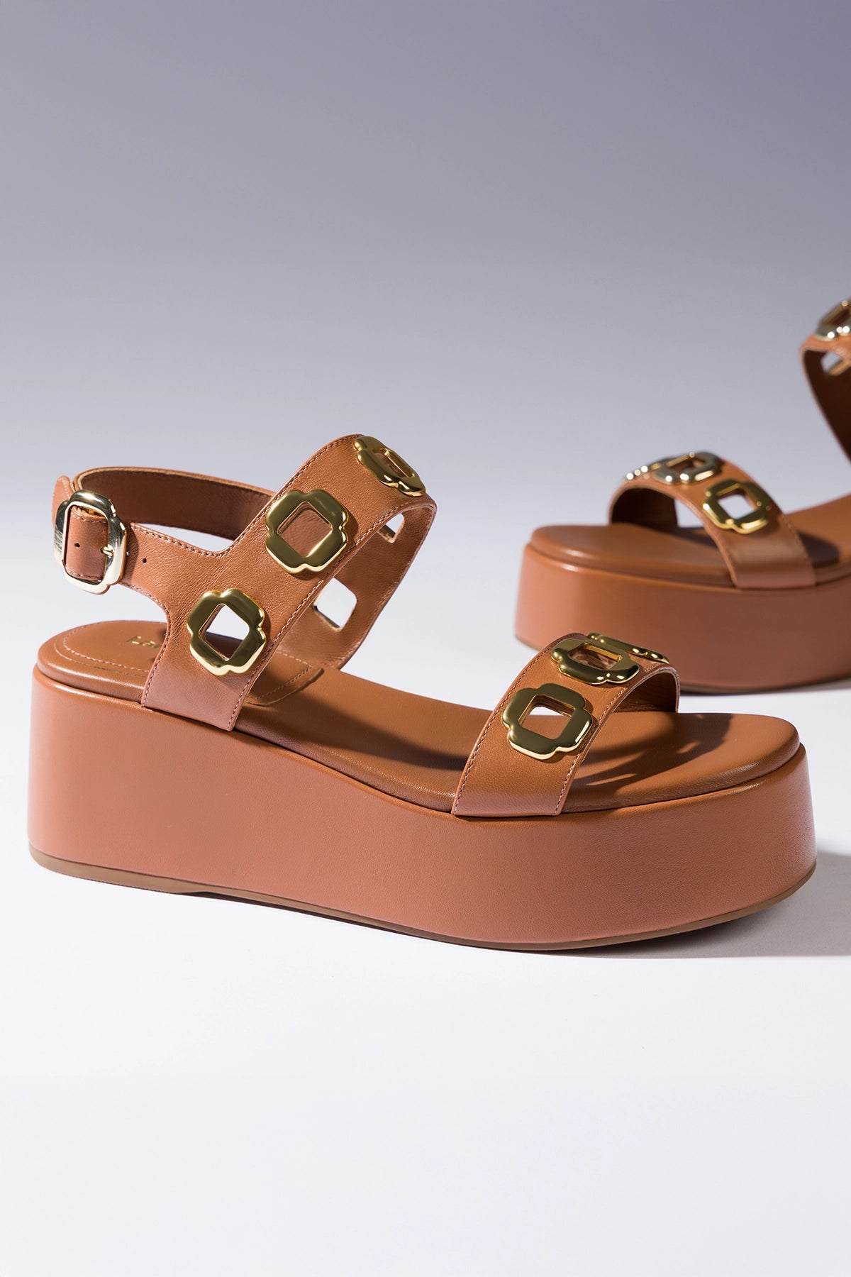 Milan Platform Sandals for Women - Caramel Leather Strappy Summer Shoes for Beach, Vacation & Casual Outfits