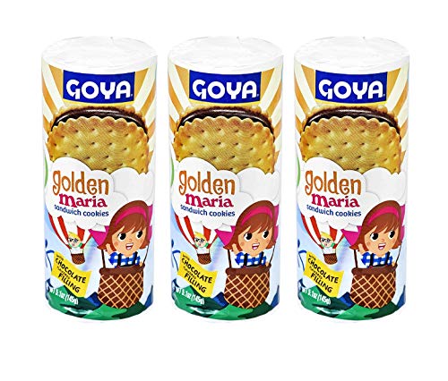 Goya Golden Maria Sandwich Cookies with Chocolate Filling - 3 Pack (15.3oz) | Delicious Snack for Lunchboxes, Tea Time & Family Gatherings