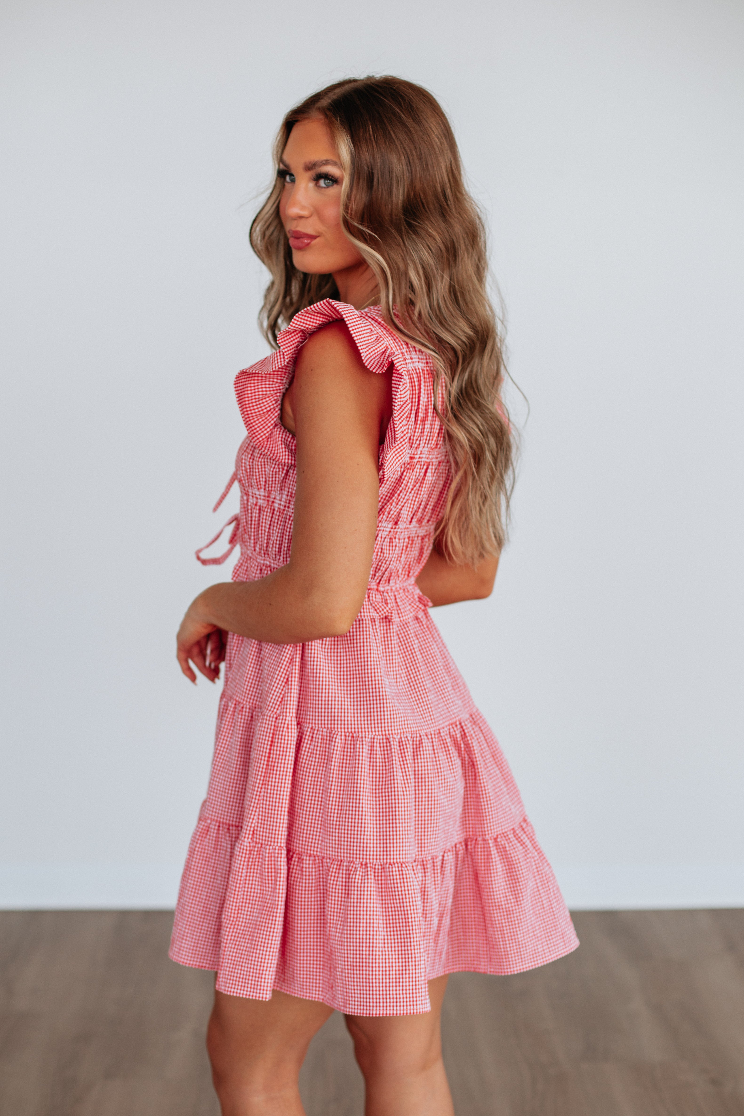 Harper Gingham Checkered Dress for Women - Floral Cherry Print Summer Dress | Casual Outfit for Picnic, Beach & Outdoor Activities