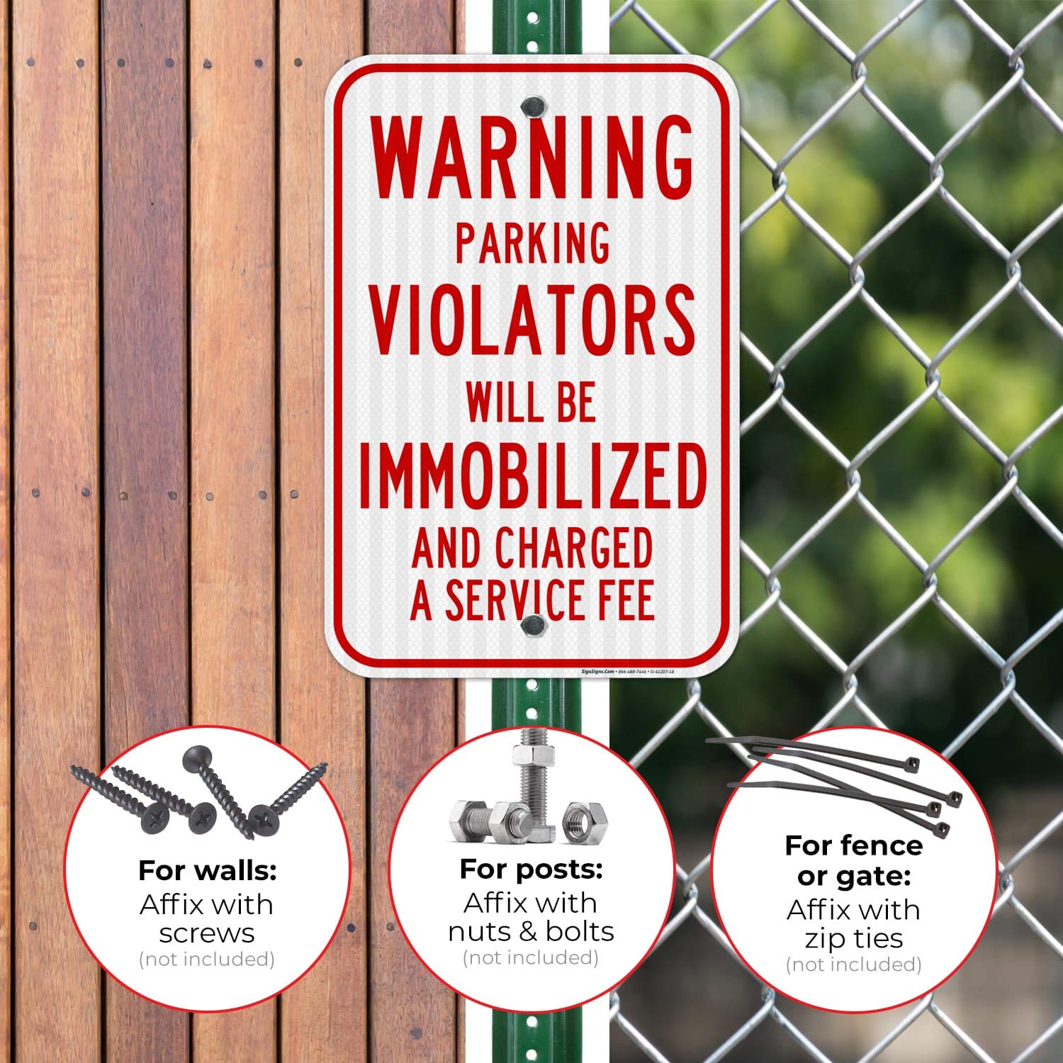 12x18 Inches Parking Violators Warning Sign - 3M EGP Reflective Aluminum, Fade Resistant - Easy Mounting for Indoor & Outdoor Use - Made in USA | Perfect for Parking Lots, Garages & Private Property Security