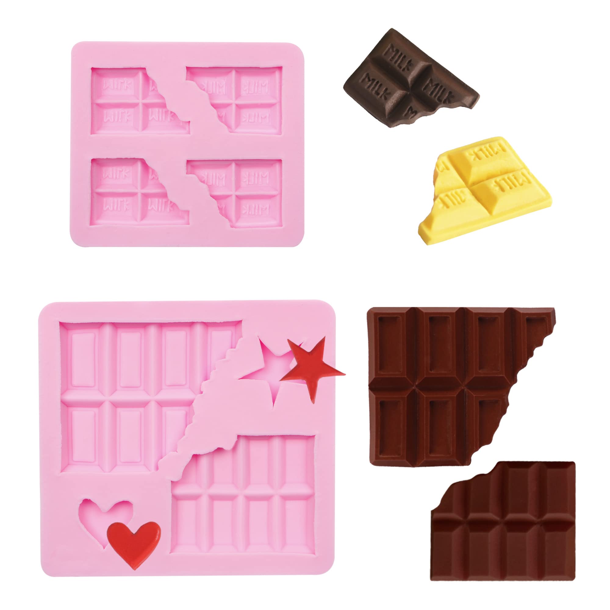 Premium Chocolate Fondant Silicone Molds Set of 2 - Half Chocolate Shape Baking Molds for Cake Decorating, Cupcake Toppers, Candy Making, Soap & Clay Crafts - Perfect for Birthday Parties, Wedding Cakes & DIY Dessert Decorations