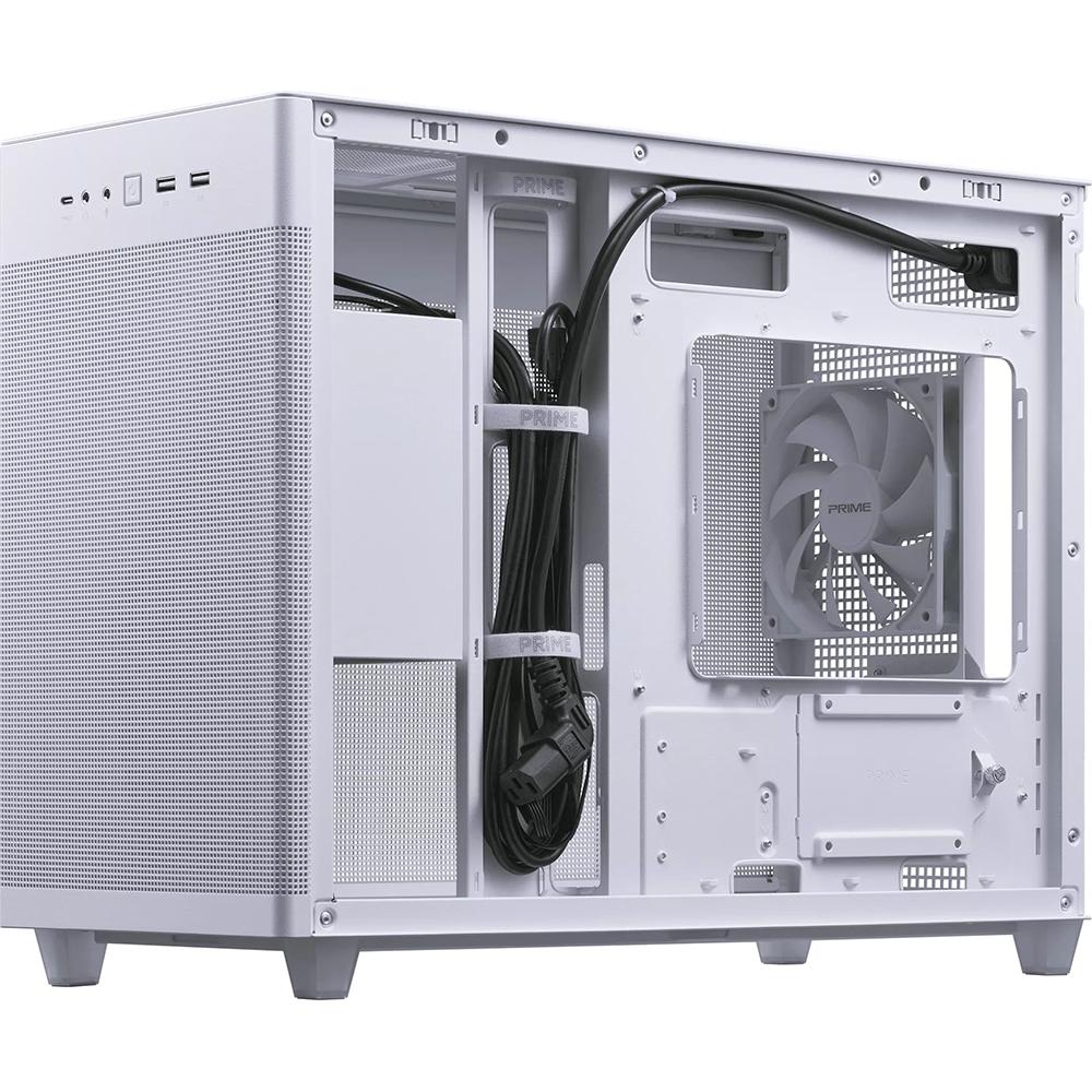 ASUS Prime AP201 White MicroATX PC Case - Compact Mesh Design for Gaming & Home Office Builds | Perfect for Small Spaces & High Airflow Setups