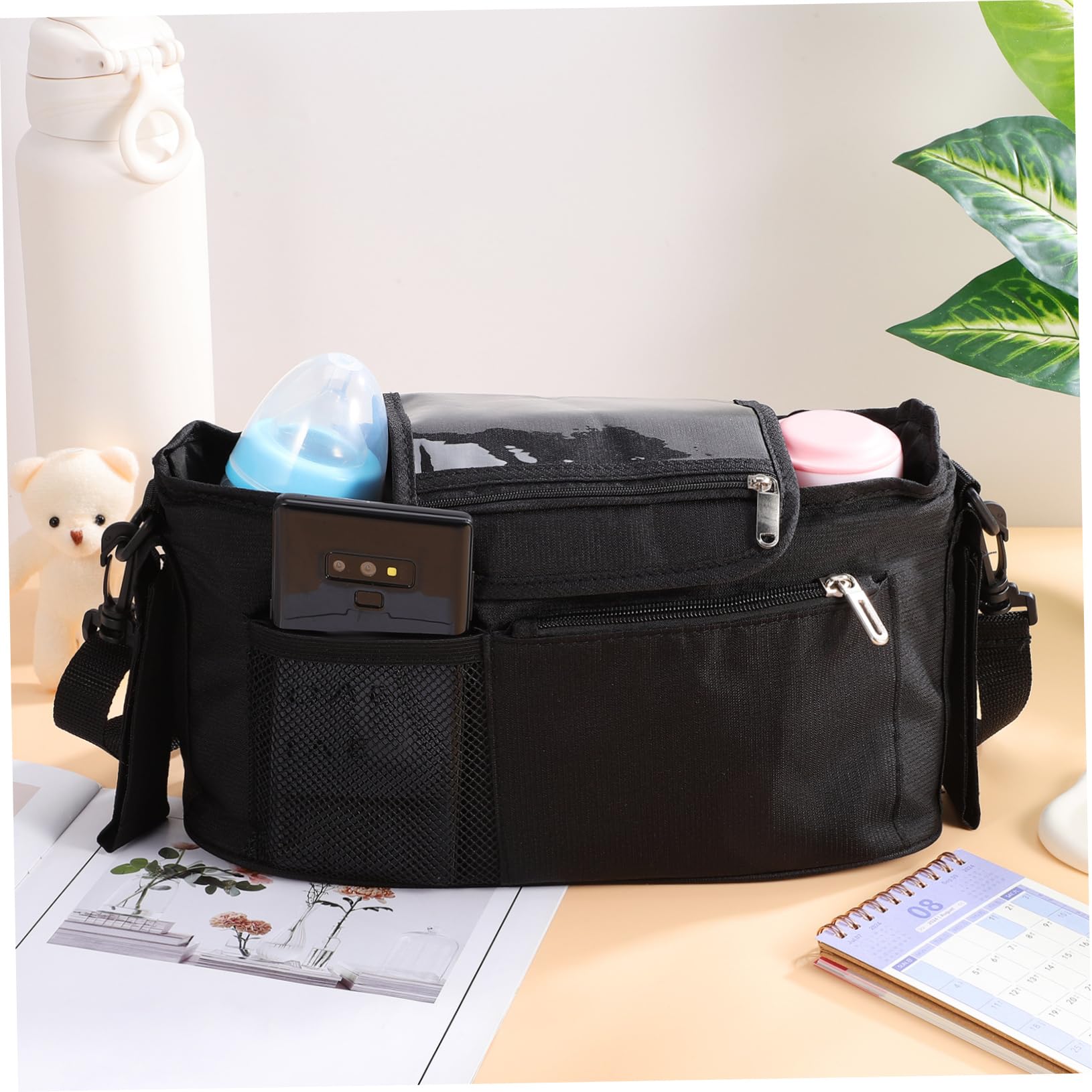 Portable Baby Stroller Organizer with Cup Holder - Travel Storage Attachment & Tote Bag for Diapers, Toys, Snacks - Perfect for Walks, Shopping & Family Outings