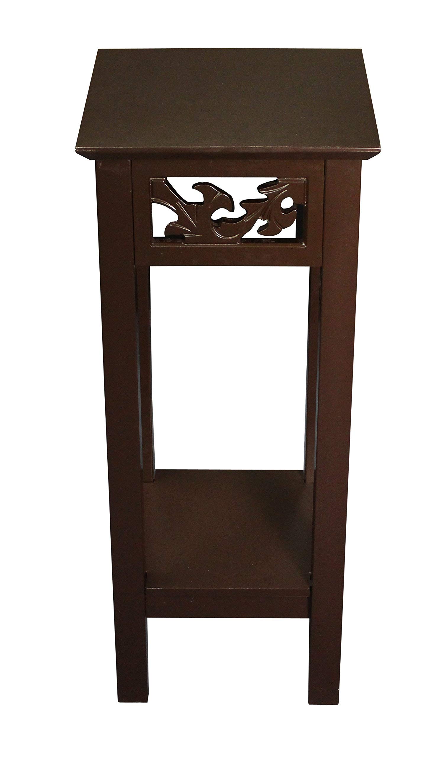 Modern Wooden Plant Stand with Storage Shelf - 10x10x23.7 Inch Side Table for Indoor Plants, Home Decor & Living Room Organization - Rustic Brown End Table for Small Spaces & Apartment Decor