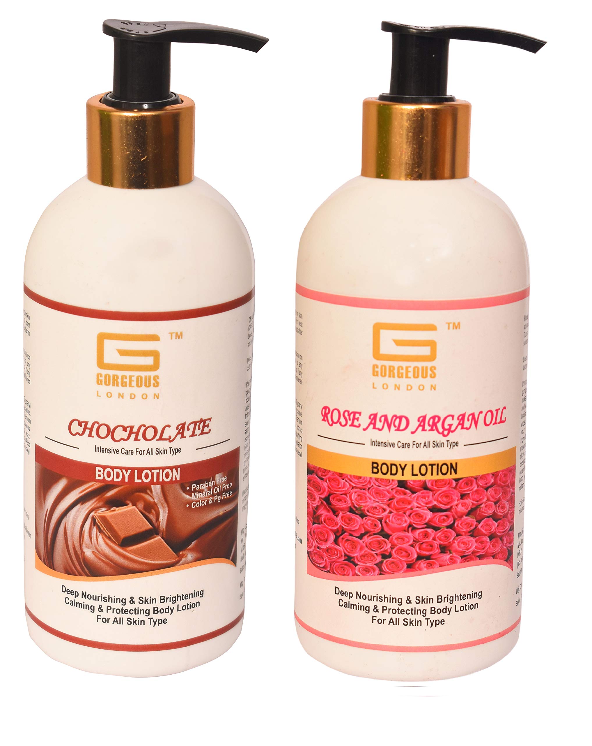 London Chocolate & Rose Argan Oil Body Lotion Set - 2 Pack (300ml Each) | Ultra Hydrating & Nourishing for Dry Skin | Perfect for Daily Moisturizing & Spa Nights