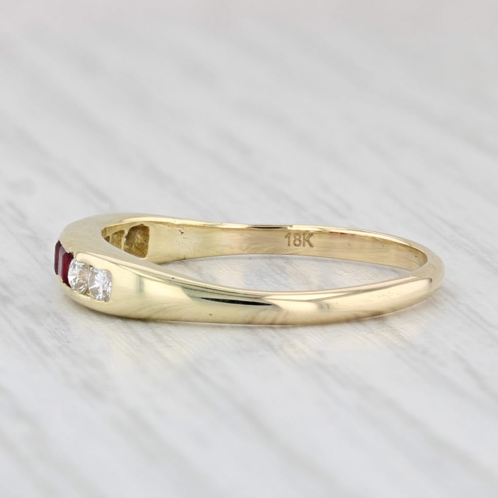 0.46ctw Ruby and Diamond Ring in 18k Yellow Gold - Stackable Wedding Band Size 8.5 - Perfect for Anniversary Gifts, Bridal Jewelry & Everyday Elegance