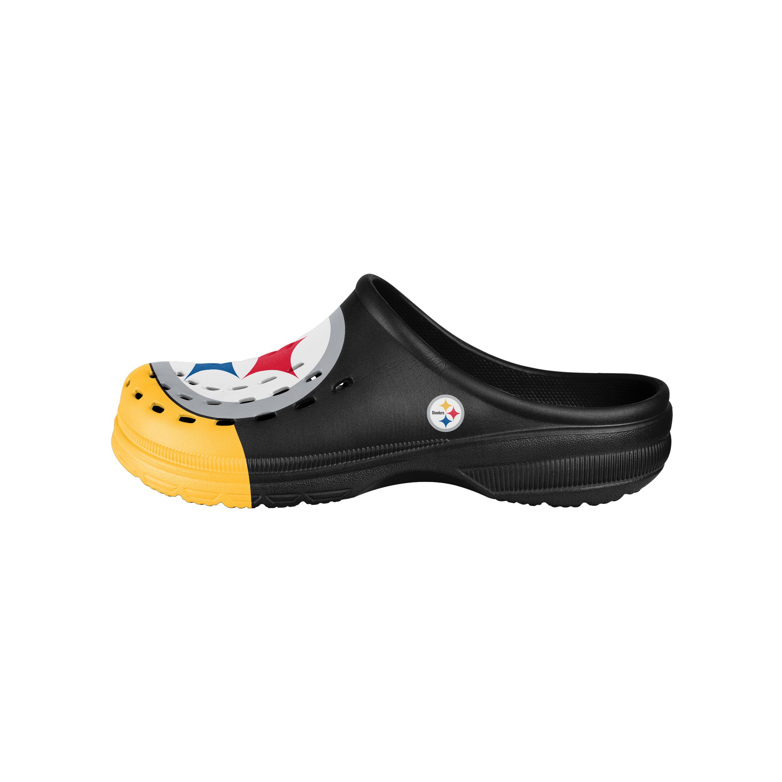 FOCO NFL Men's Big Splash Team Logo Solid Clogs - Comfortable Waterproof Slip-On Shoes for Beach, Pool, and Outdoor Activities