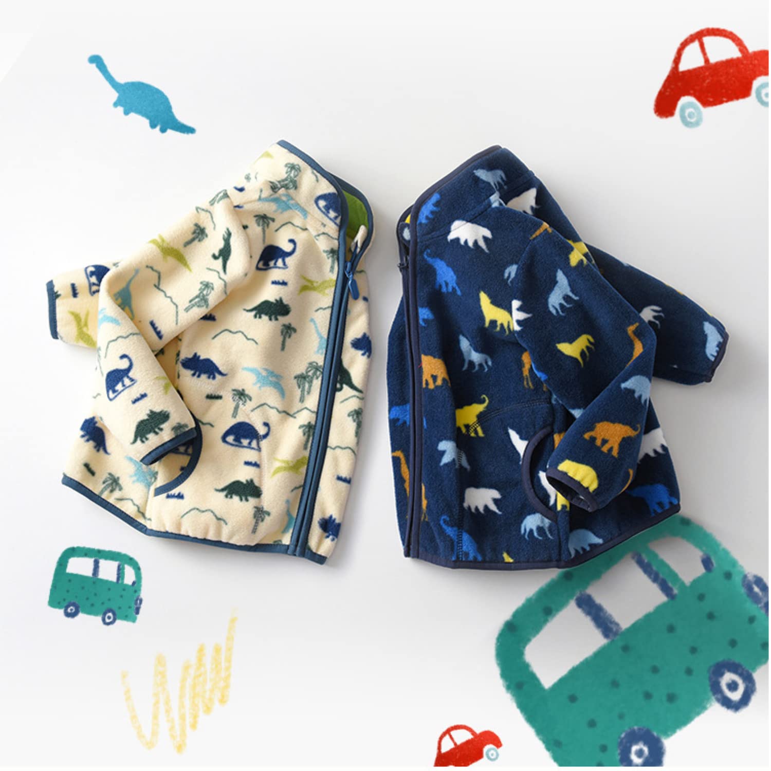 Boys' Fleece Jacket with Full Zipper - Soft Printed Outerwear for Toddlers - Perfect for Playdates, Preschool & Outdoor Adventures