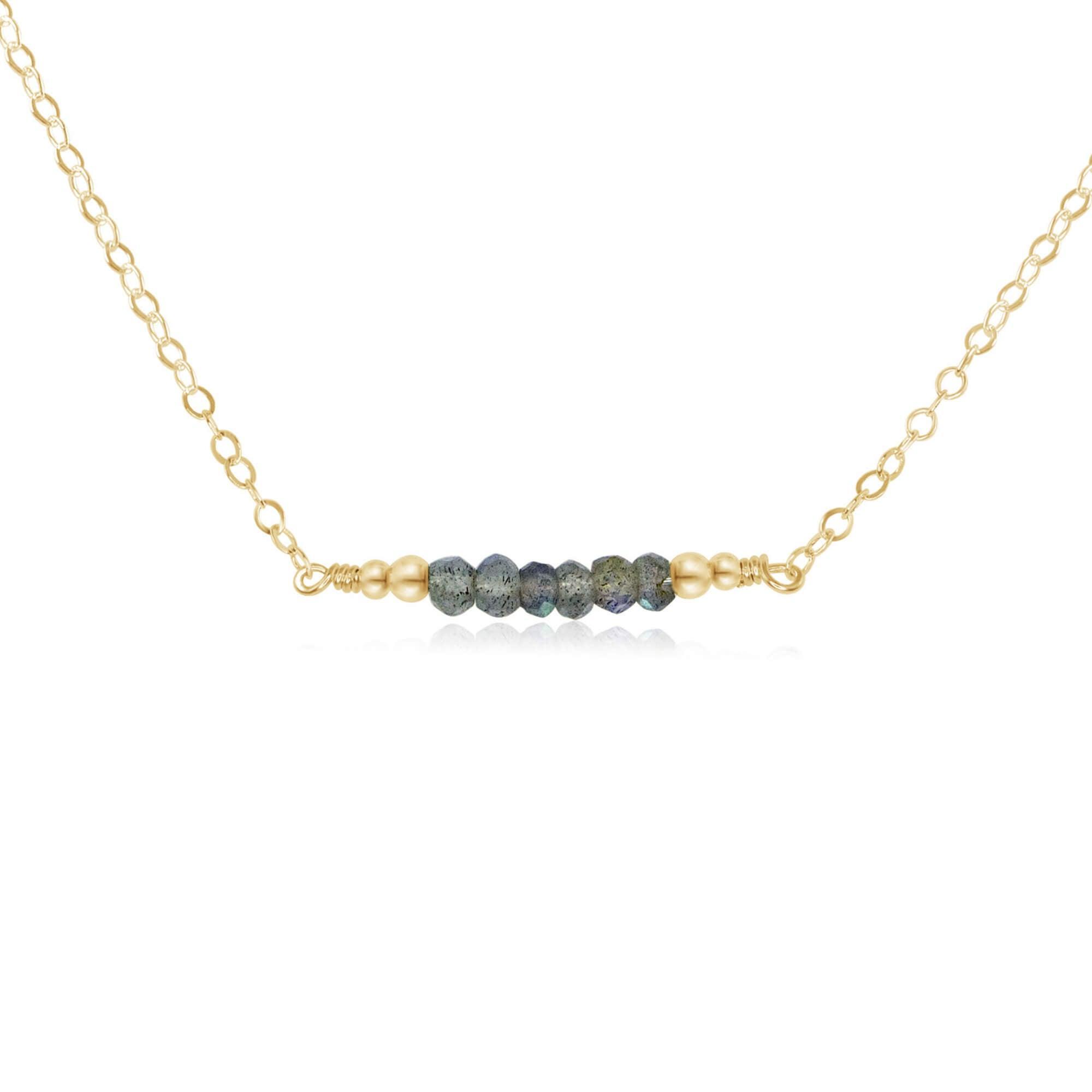 Sparkling Grey Labradorite Faceted Bead Bar Necklace for Women - Elegant Crystal Jewelry Gift for Birthday, Anniversary & Special Occasions - Perfect for Evening Parties, Date Nights & Office Wear