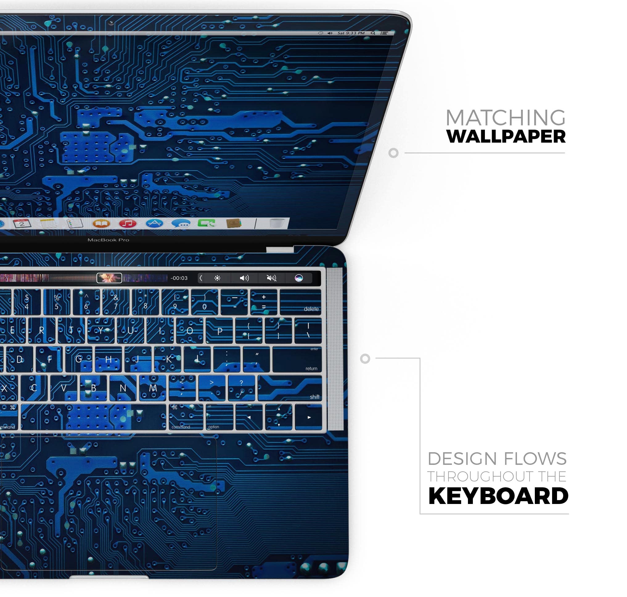 Electric Circuit Board Full-Body Wrap Scratch Resistant Decal Skin Kit for MacBook 13