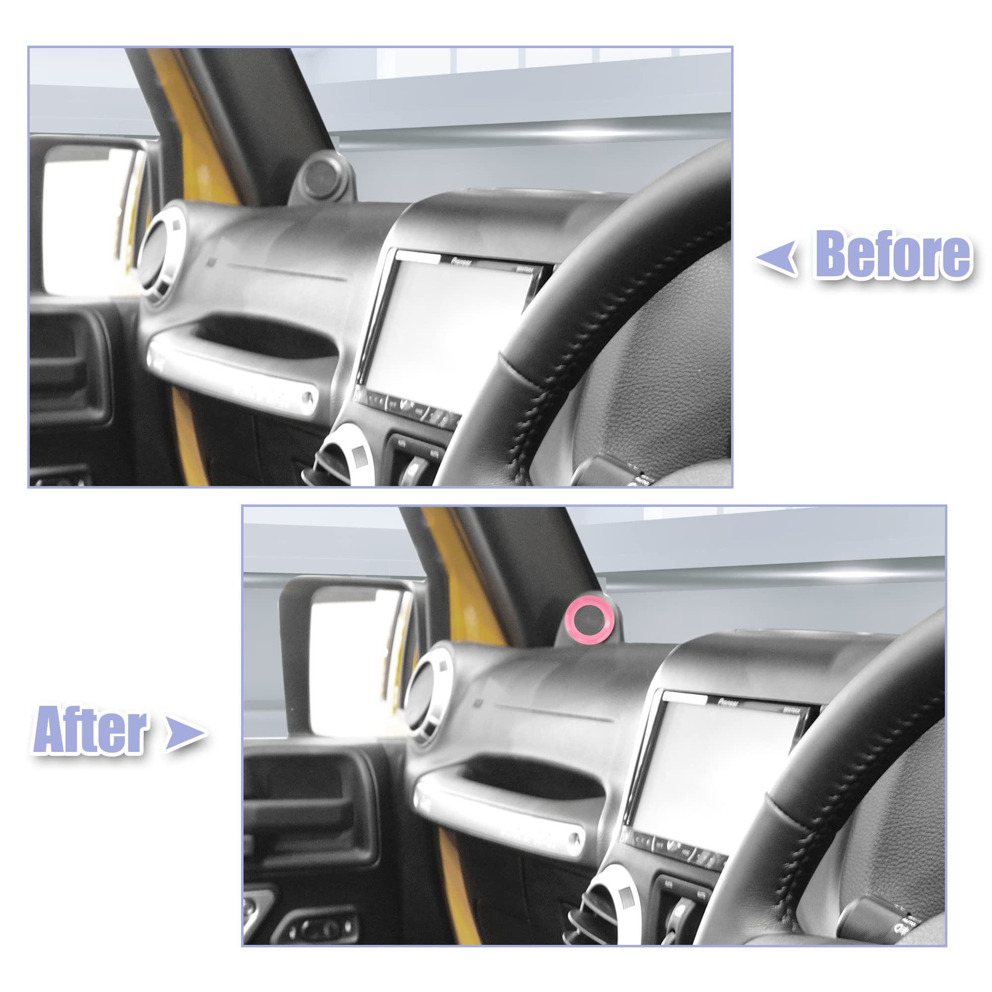 X AUTOHAUX 2PCS A-Pillar Speaker Grille Covers - Interior Accessories for Jeep Wrangler JK (2007-2014) - Pink - Upgrade Your Car Audio & Enhance Interior Style