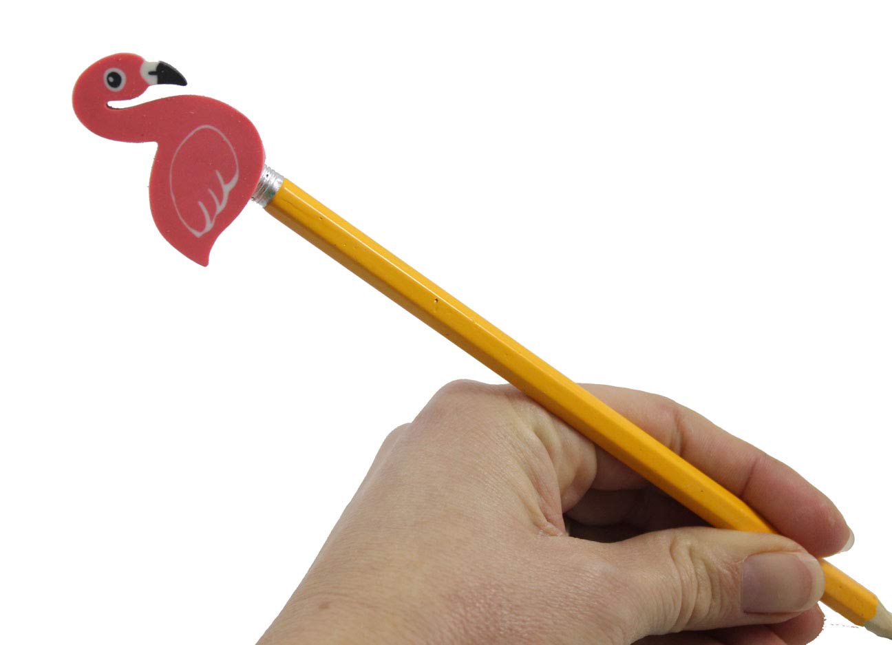 Large Flamingo Pencil Top Erasers - Cute Novelty Erasers for School, Classroom Supplies, Math Counters, Sorting Activities & Party Favors | Fun Pencil Toppers for Kids, Teachers & Office Use