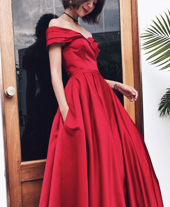 Elegant Burgundy V-Neck Off-Shoulder Long Prom Dress for Women - Formal Evening Gown for Homecoming, Wedding, and Special Occasions