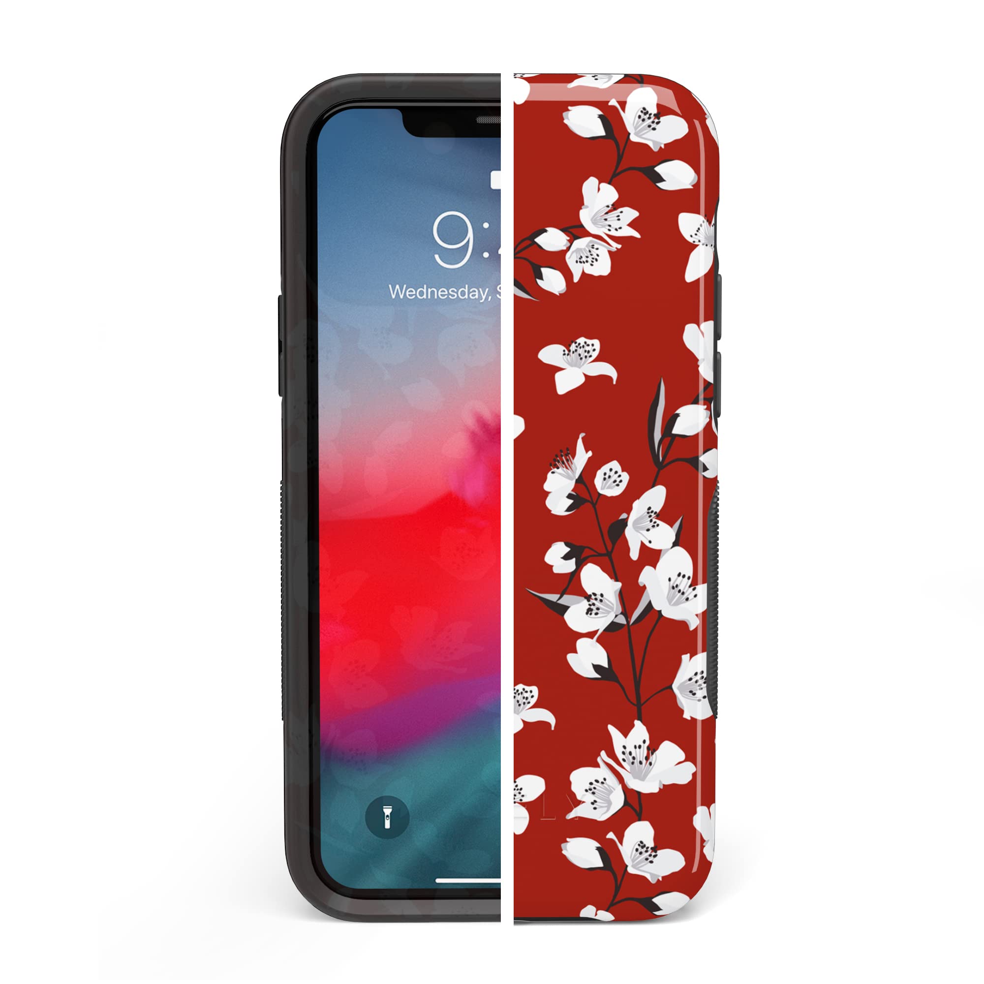 Casely iPhone 11 Pro Max Case - Red Cherry Blossom Floral Design Protective Cover | Slim Fit, Shockproof & Scratch-Resistant | Perfect for Everyday Use, Travel & Outdoor Activities