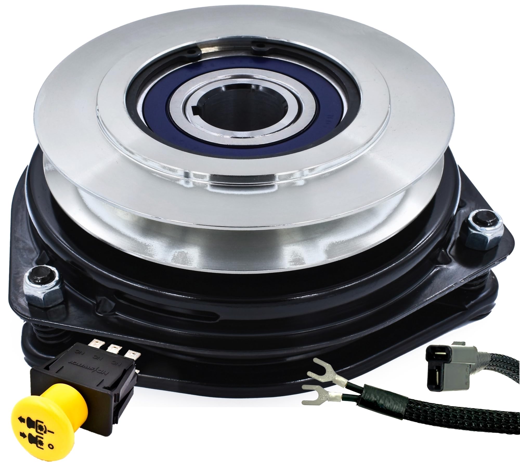 HD Switch 461660 BIGBearing HiTorque 300ftlb (OEM 250) Upgrade Billet Pulley GT3.5 Clutch with Replaceable Wire C3 Bearings & 20A PTO Switch 483957 - Compatible with Scag Turf Tiger, TigerCat, TigerCub, Wildcat, Cheetah - Perfect for Lawn Mower Performance Upgrades and Maintenance