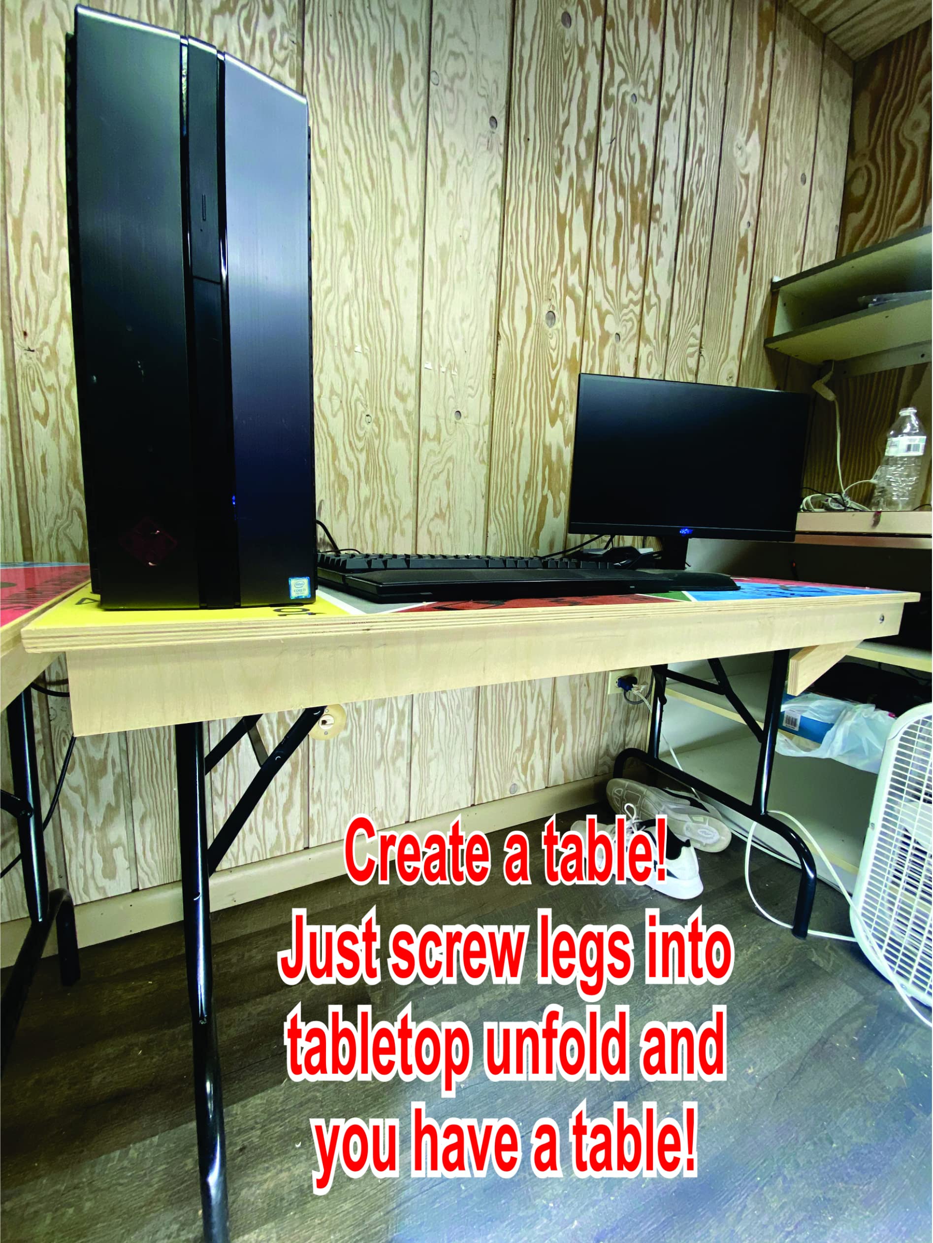 Heavy Duty Steel Folding Table Legs 27 Inch - Industrial Strength Powder Coated Gloss Black - Commercial Grade Table Base for Office, Restaurant & Event Furniture - Perfect for Workstations, Banquet Tables & Trade Show Displays