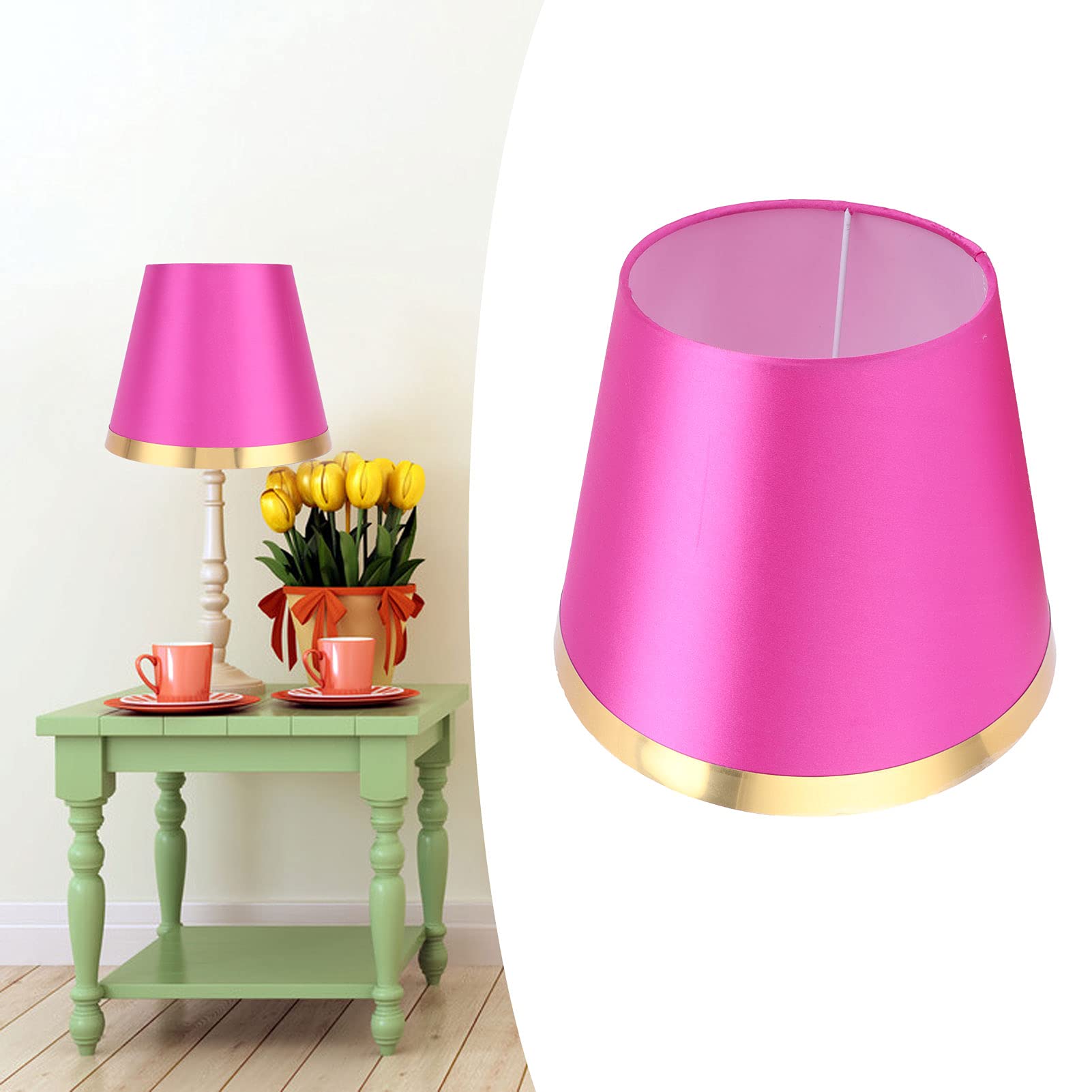 10 x 7.8 Inch E27 Fabric Lamp Shade - European Style Simple & Durable Lampshade for Table Lamp & Floor Light - Rose Red Home Decor Lighting Accessory (Perfect for Living Room, Bedroom & Office Decor)