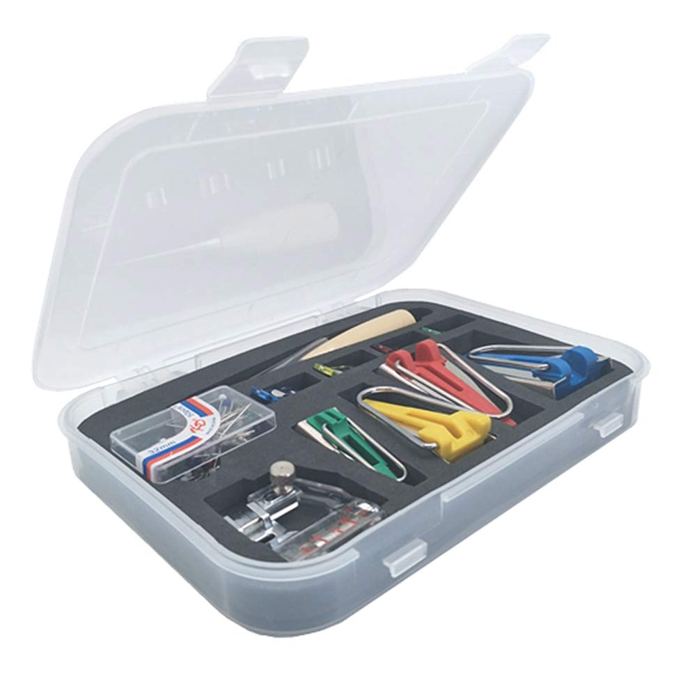 YEQIN 6MM 12MM 18MM 25MM Fabric Bias Tape Maker with Binder Foot - DIY Quilting, Sewing, and Clothing Binding Tool for Professional Edges (Includes Ball Pins with Case) - Perfect for Dressmaking, Craft Projects, and Home Decor