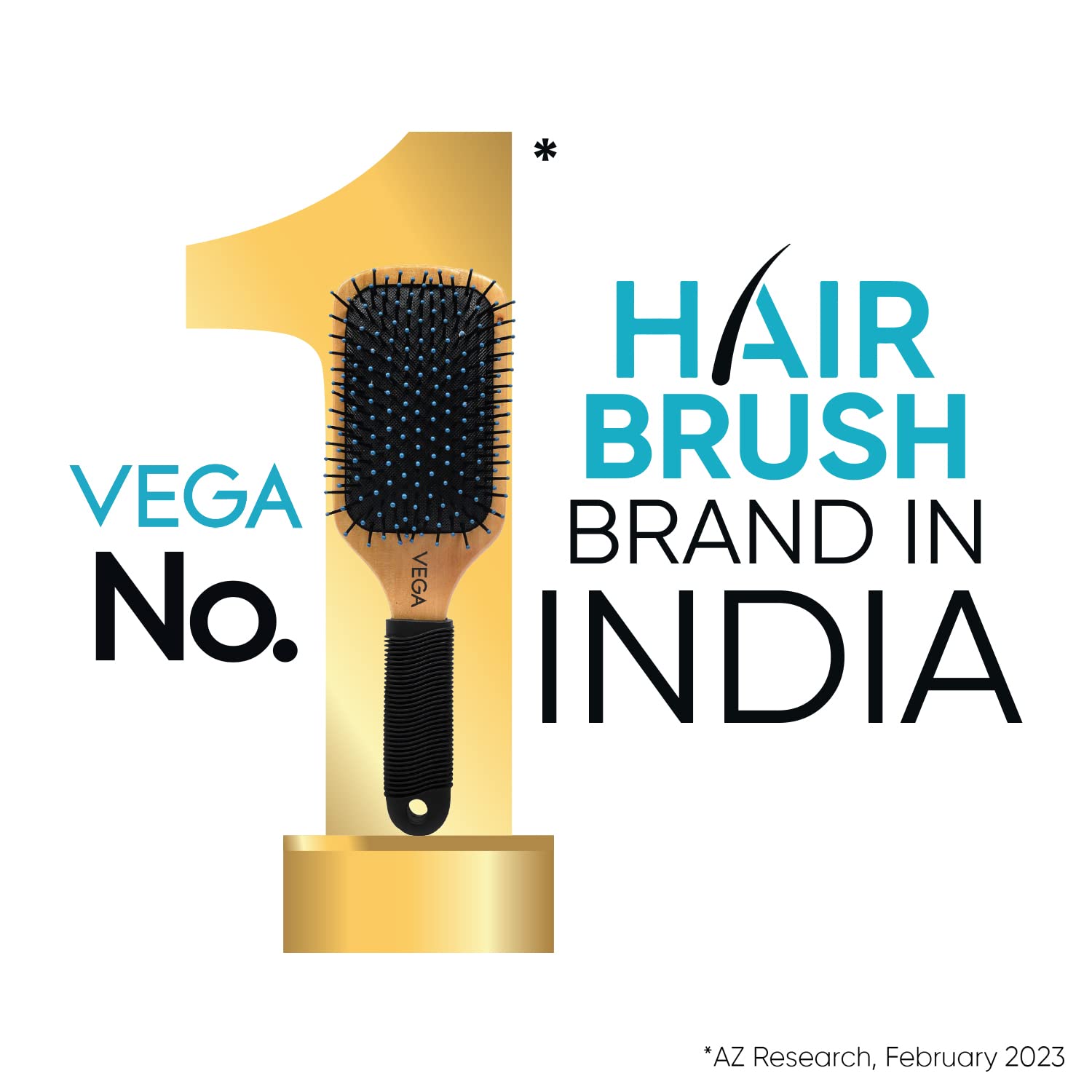 Vega Flat Hair Brush with Cleaning Comb - India's No.1 Hair Brush Brand for Men & Women (E18-FB) - Perfect for Styling, Detangling & Smoothing Hair at Home or Salon