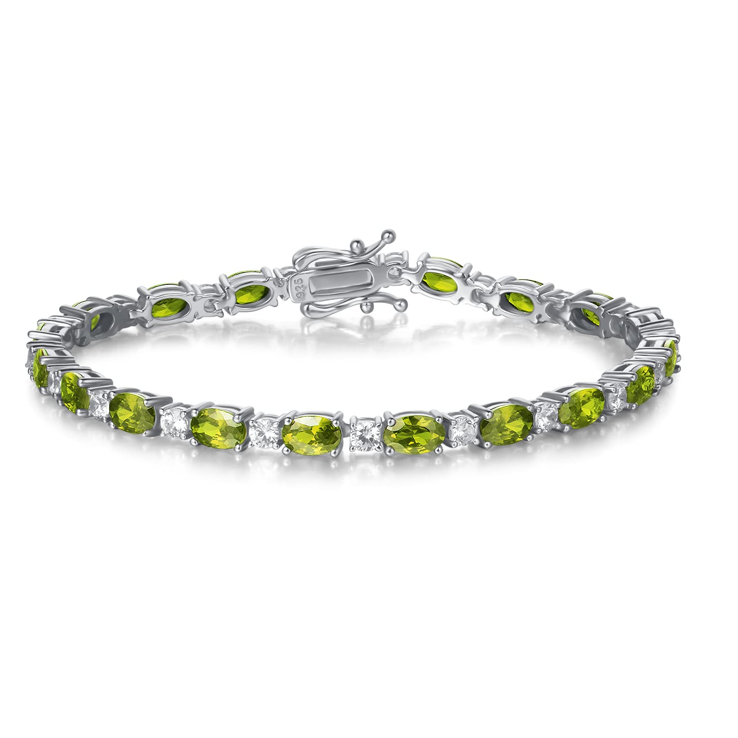 FANCIME Sterling Silver Birthstone Tennis Bracelet - Dainty Charm Bracelet for Women, Mom, Birthday Gifts | 7