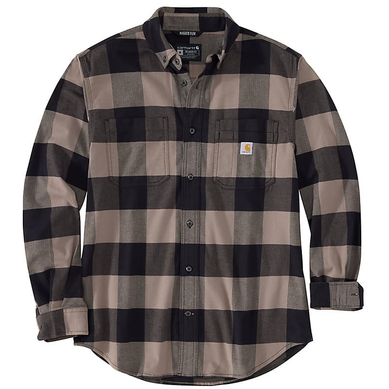 Carhartt Rugged Flex Relaxed Fit Midweight Flannel Long Sleeve Plaid Shirt for Men - Durable Workwear for Outdoor Activities, Camping & Construction (Style 105432)
