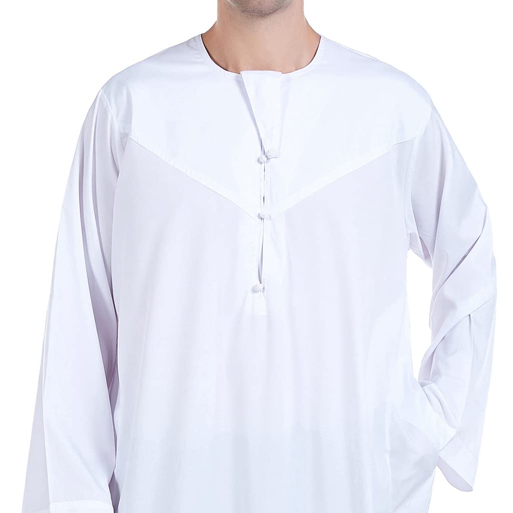 Premium Muslim Men's Thobe - Long Sleeve Islamic Robe Kaftan Abaya Dress for Prayer & Special Occasions | Middle Eastern Saudi Arabian Traditional Clothing for Eid & Daily Wear