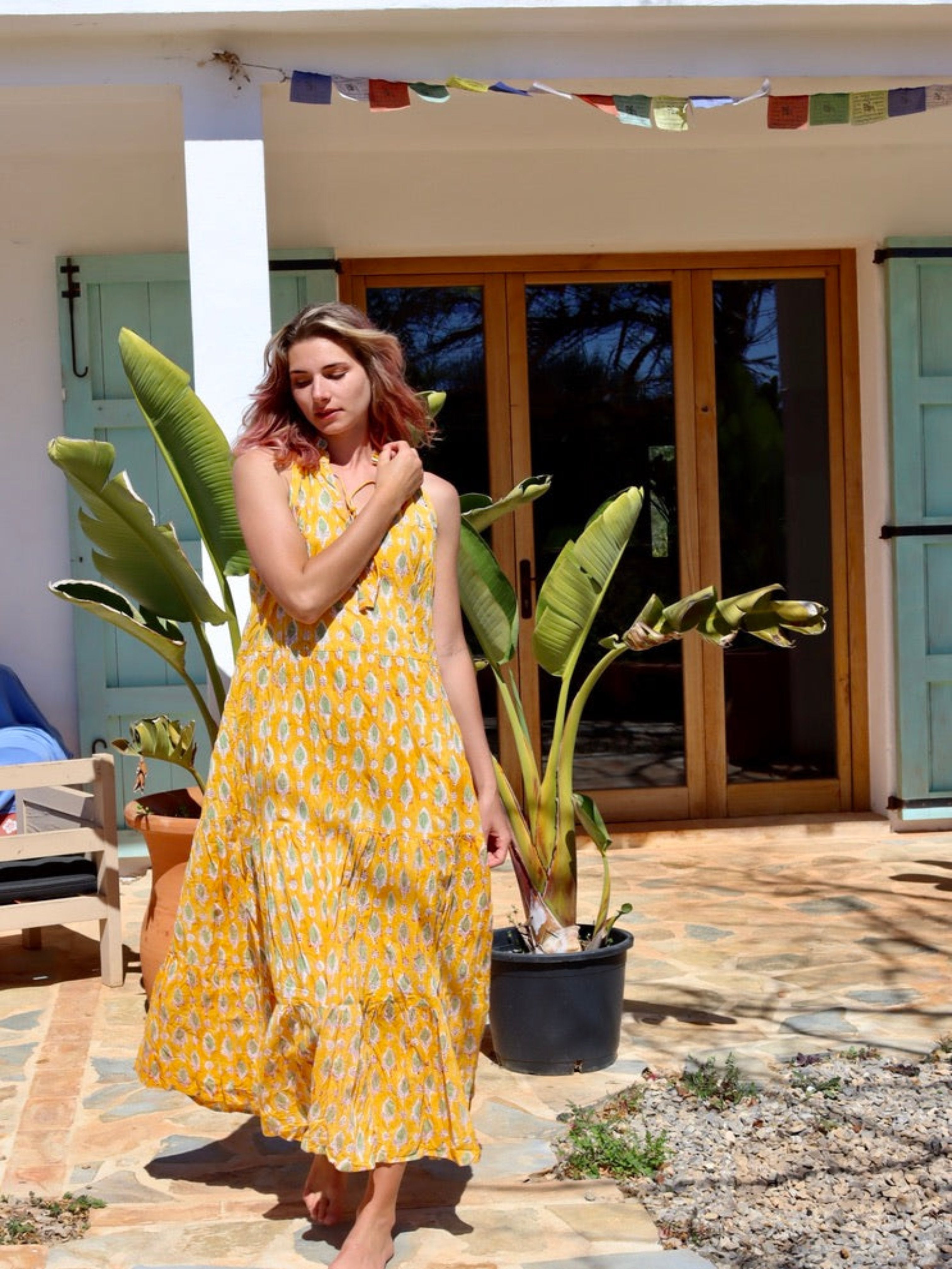 Theresa Dress in Sunny Yellow - Flowy Summer Dress for Women, Casual & Elegant - Perfect for Beach Vacations, Brunch Dates & Outdoor Weddings