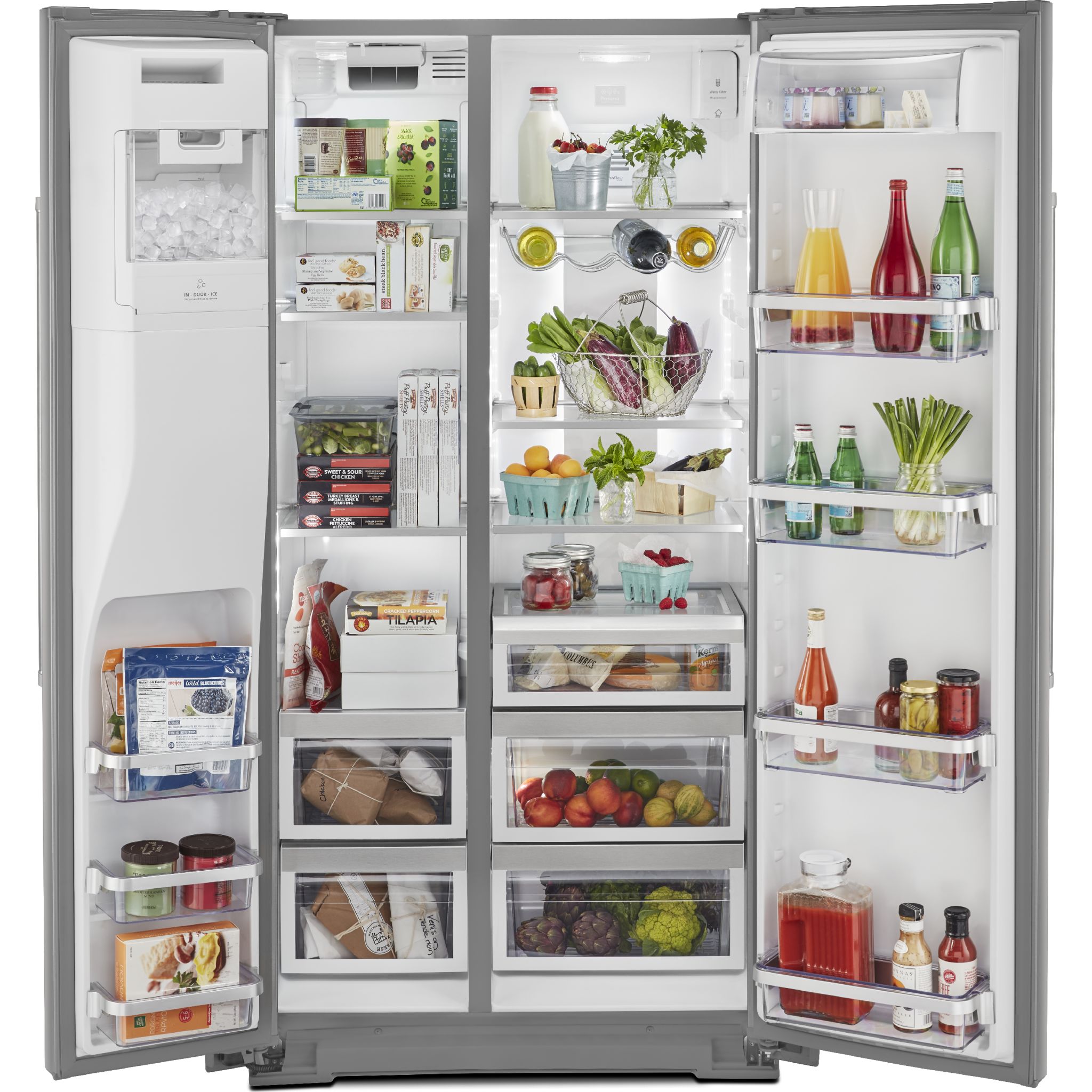 KitchenAid KRSC703HPS 36-Inch Counter-Depth Side by Side Refrigerator with Stainless Steel Finish - Perfect for Modern Kitchens & Open Floor Plans