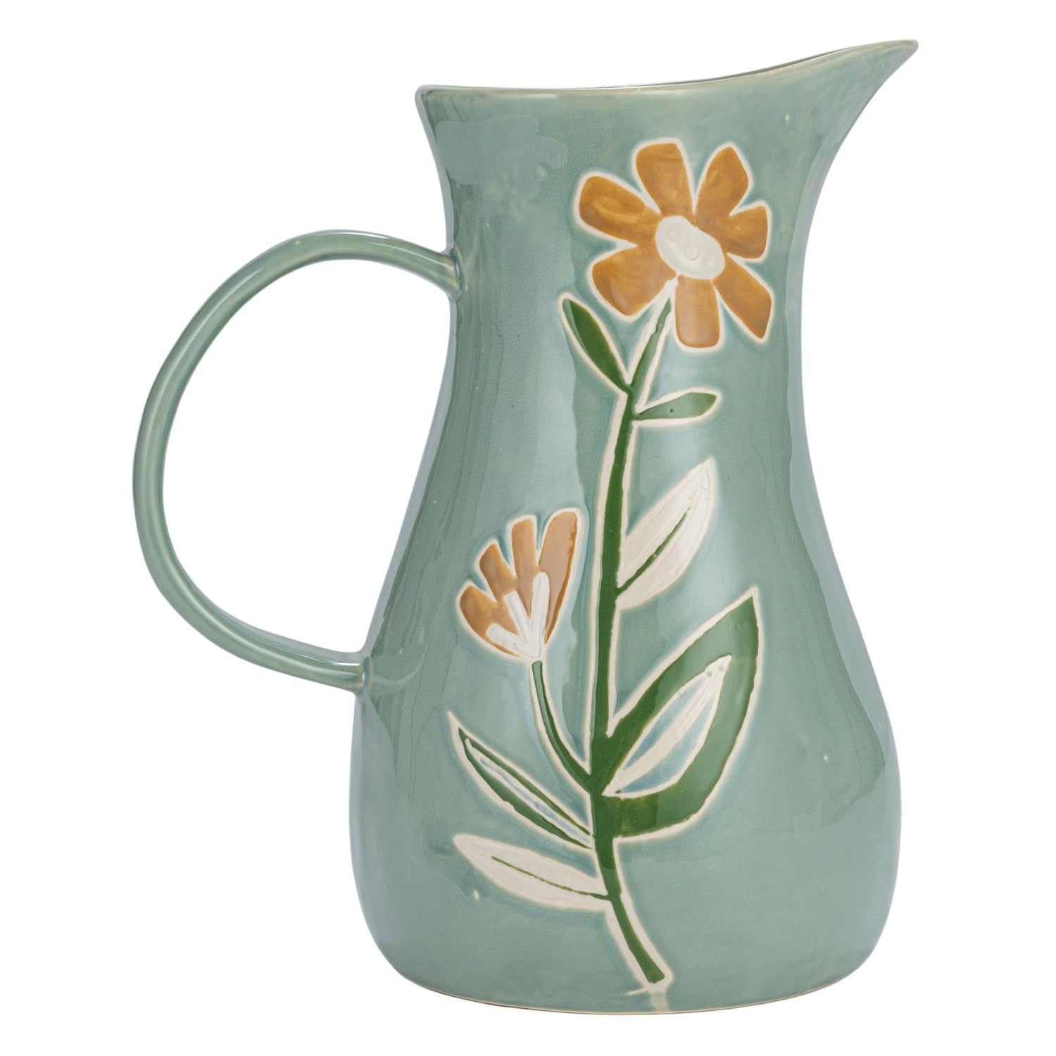 Sage & Orange Stoneware Pitcher - Handcrafted Ceramic Water Pitcher for Kitchen, Dining & Home Decor | Perfect for Iced Tea, Lemonade & Entertaining