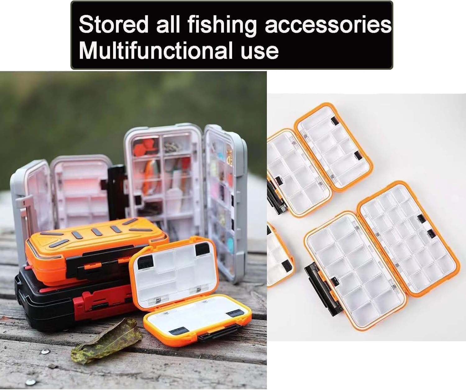 Aventik Waterproof Fishing Tackle Box with Lure Trays - Durable Thick Plastic Bait Storage Case for Hooks, Lures & Fishing Accessories (Grey) | Ideal for Saltwater & Freshwater Fishing, Boat Trips & Outdoor Adventures