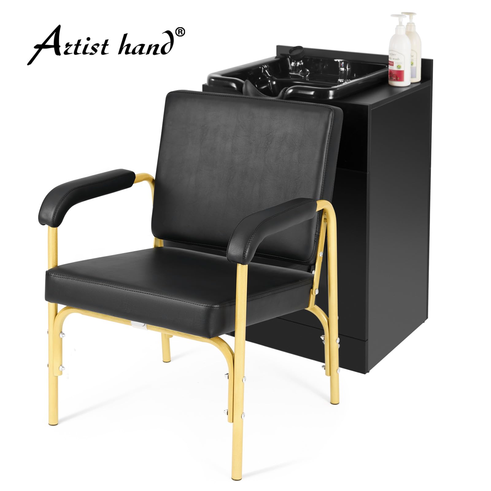 Premium Reclining Shampoo Chair for Salon & Spa - Professional Barber Stylist Chair with Auto Recline - Gold Beauty Equipment for Hair Washing, Styling & Relaxation - Perfect for Salons, Barbershops & Home Use