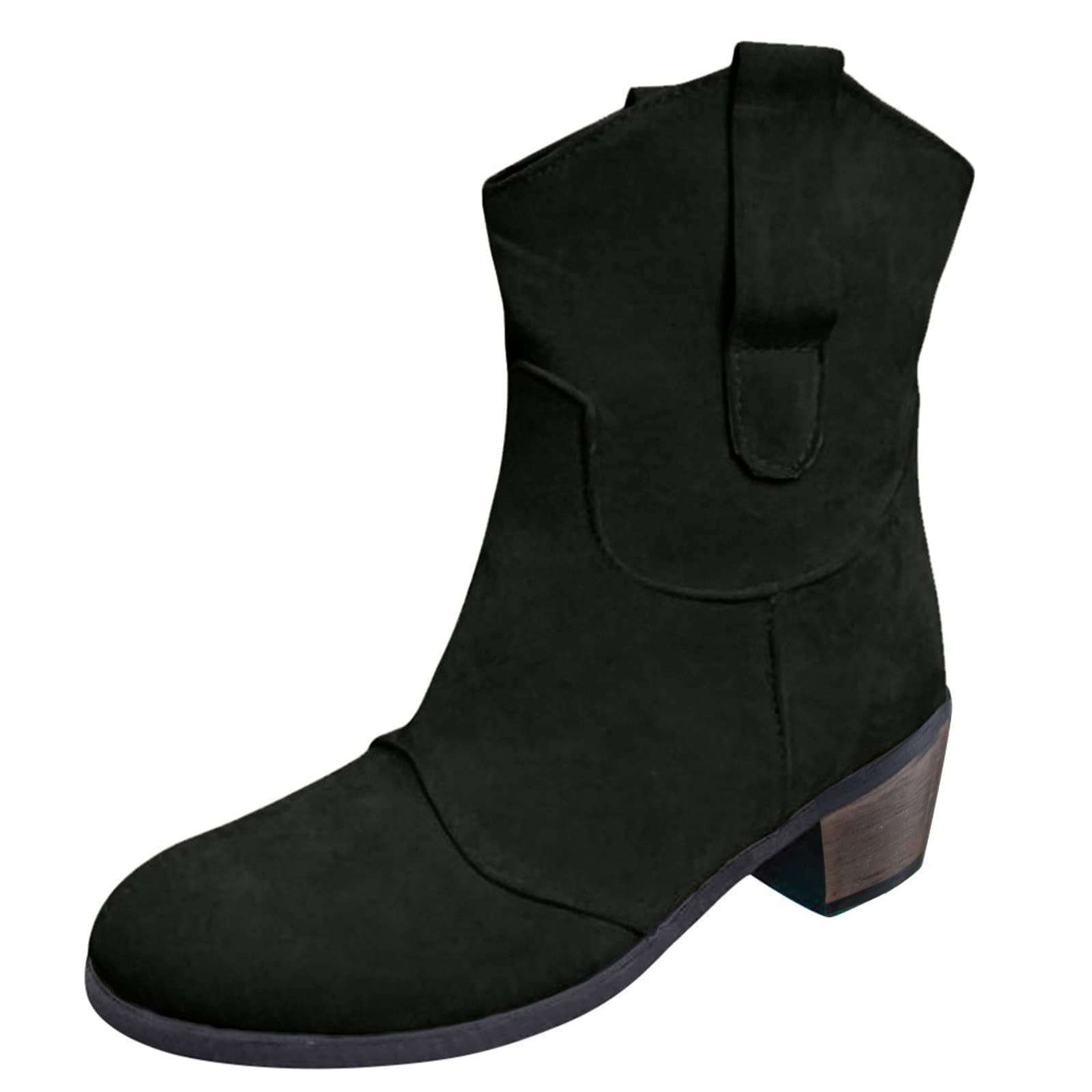 Comfortable Low-Heeled Ankle Boots for Women - Retro Roman Slip-On Casual Shoes with Leopard Print - Perfect for Everyday Wear, Office & Date Nights