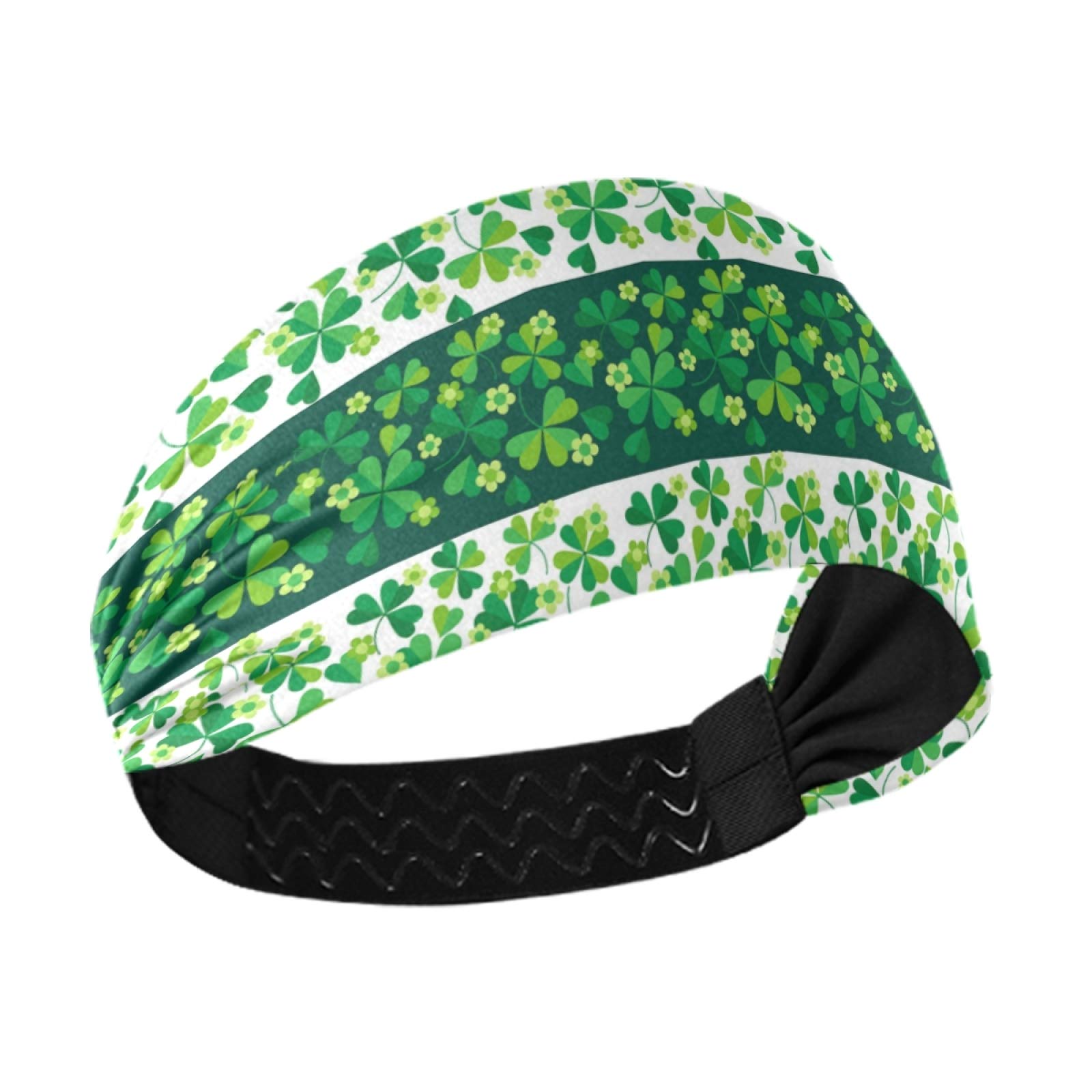 Women's Sports Headbands - Green St. Patrick's Day Shamrock Clover Breathable Hair Bands | Elastic Sweat Wicking Headbands for Running, Yoga & Workouts | Quick Dry Fitness Accessories for Active Women