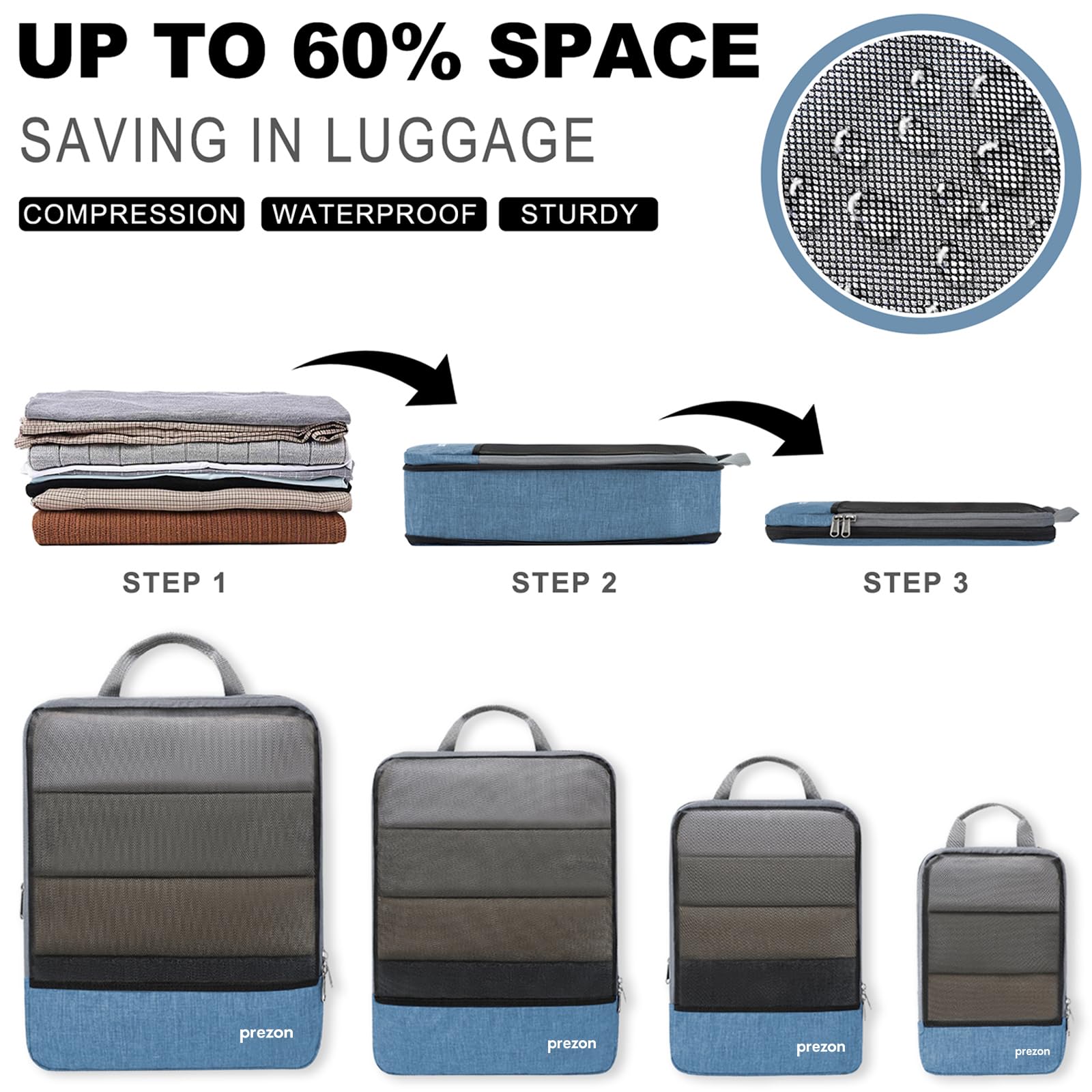 Best Compression Packing Cubes for Travel - Expandable Luggage Organizer Set with Storage Bags - Perfect for Suitcase Organization, Business Trips & Home Storage | Space-Saving Travel Accessories for Efficient Packing