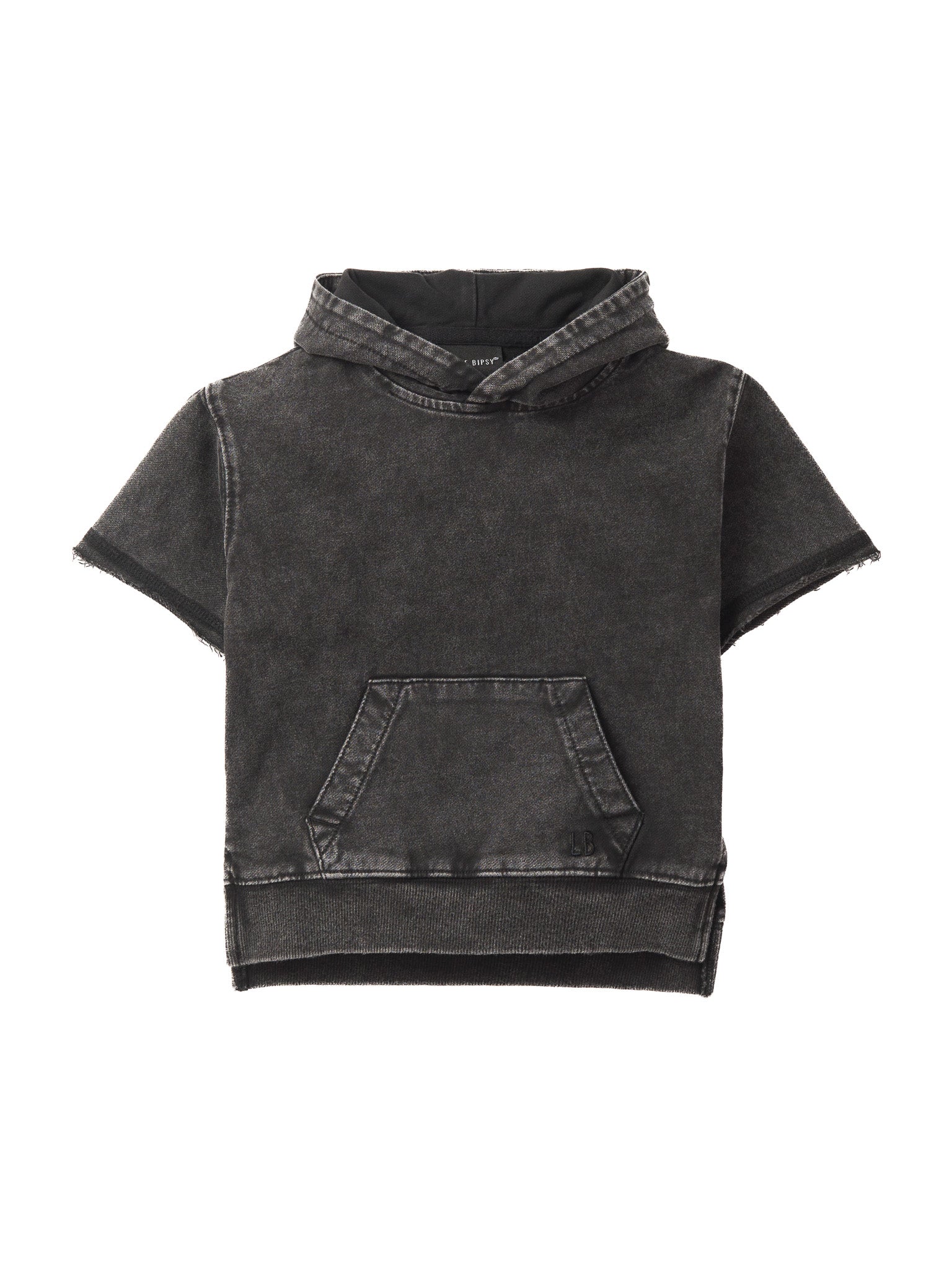Imperfect Acid Wash Short Sleeve Hoodie for Men & Women | Distressed Black Pullover Sweatshirt | Casual Streetwear, Loungewear, and Outdoor Activities