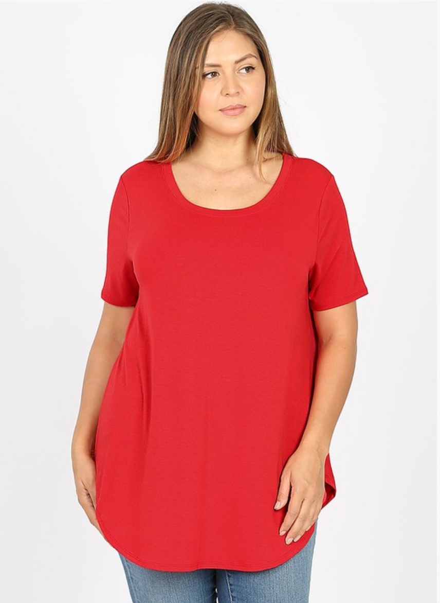 Plus Size Short Sleeve Scoop Neck T-Shirt for Women - Comfortable Casual Top for Everyday Wear, Workout & Lounge