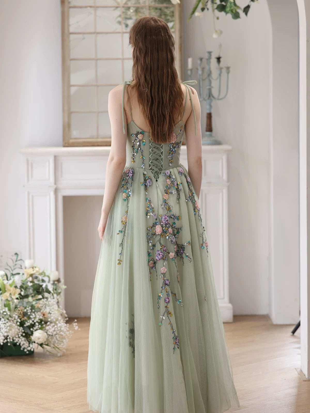 Elegant A-Line Tulle Sequin Lace Green Long Prom Dress - Formal Evening Gown for Homecoming, Quinceañera & Special Occasions