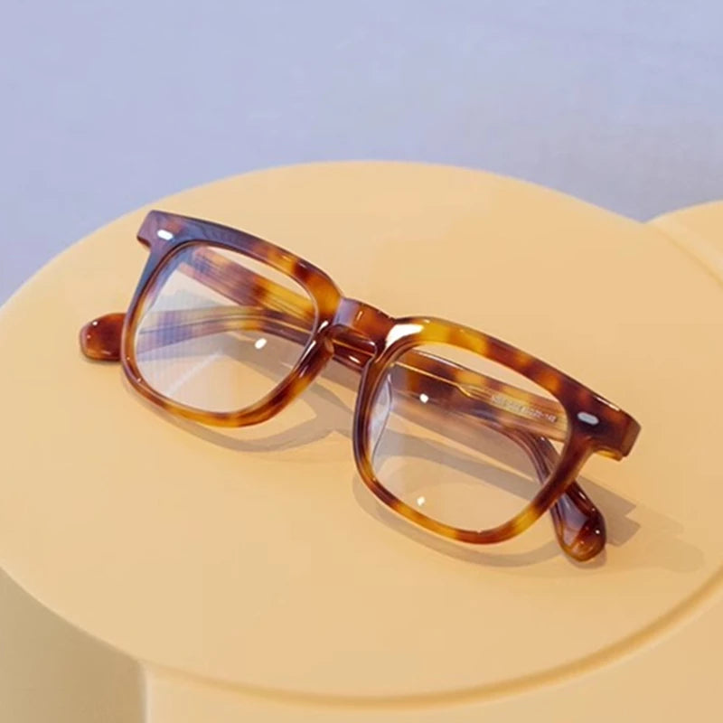 Stylish Black Acetate Square Eyeglasses for Men & Women - Unisex Full Rim Frame 45005 - Perfect for Reading, Work, and Everyday Fashion