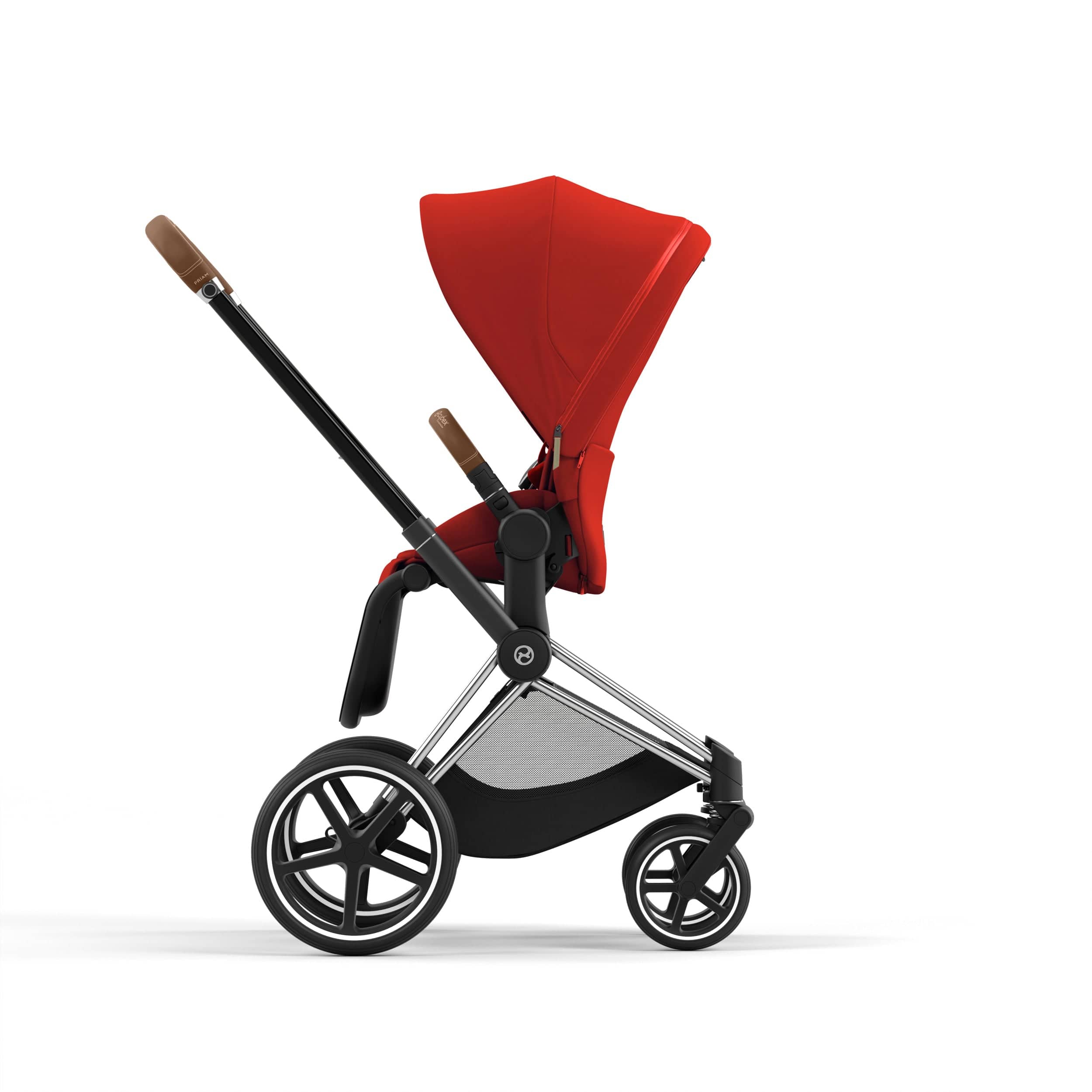 Cybex Priam 4 Complete Stroller - Chrome/Brown Luxury Baby Stroller with All-Wheel Suspension | Perfect for City Walks, Travel & Everyday Use