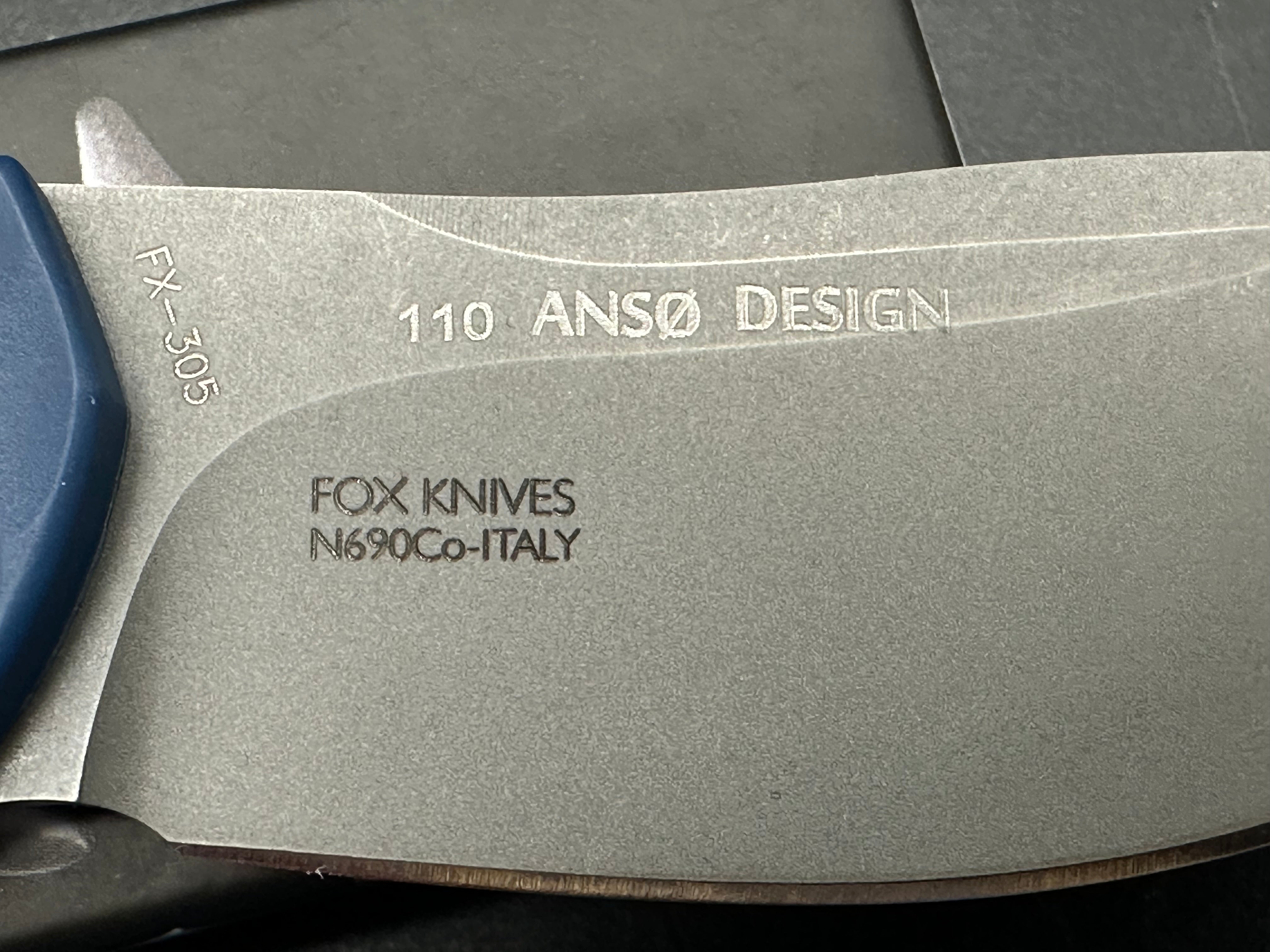 Fox Knives Anso Zero Exclusive Folding Knife - Blue G10 Handle, N690 Stonewash Blade - EDC, Camping, Outdoor Survival Gear