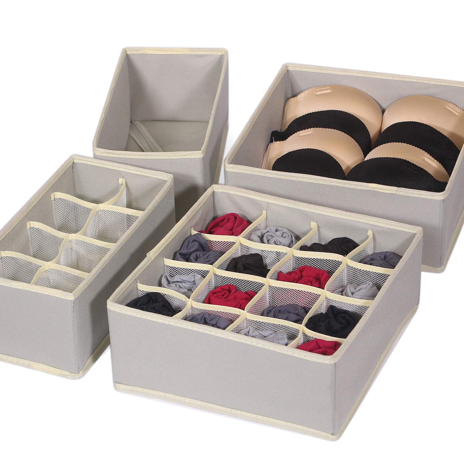 9-Pack Foldable Fabric Drawer Organizers - Closet Storage Boxes for Underwear, Socks, Bras & Baby Clothes | Space-Saving Dresser Dividers & Nursery Organization Solutions (Gray) - Perfect for Bedroom, Closet & Travel Storage