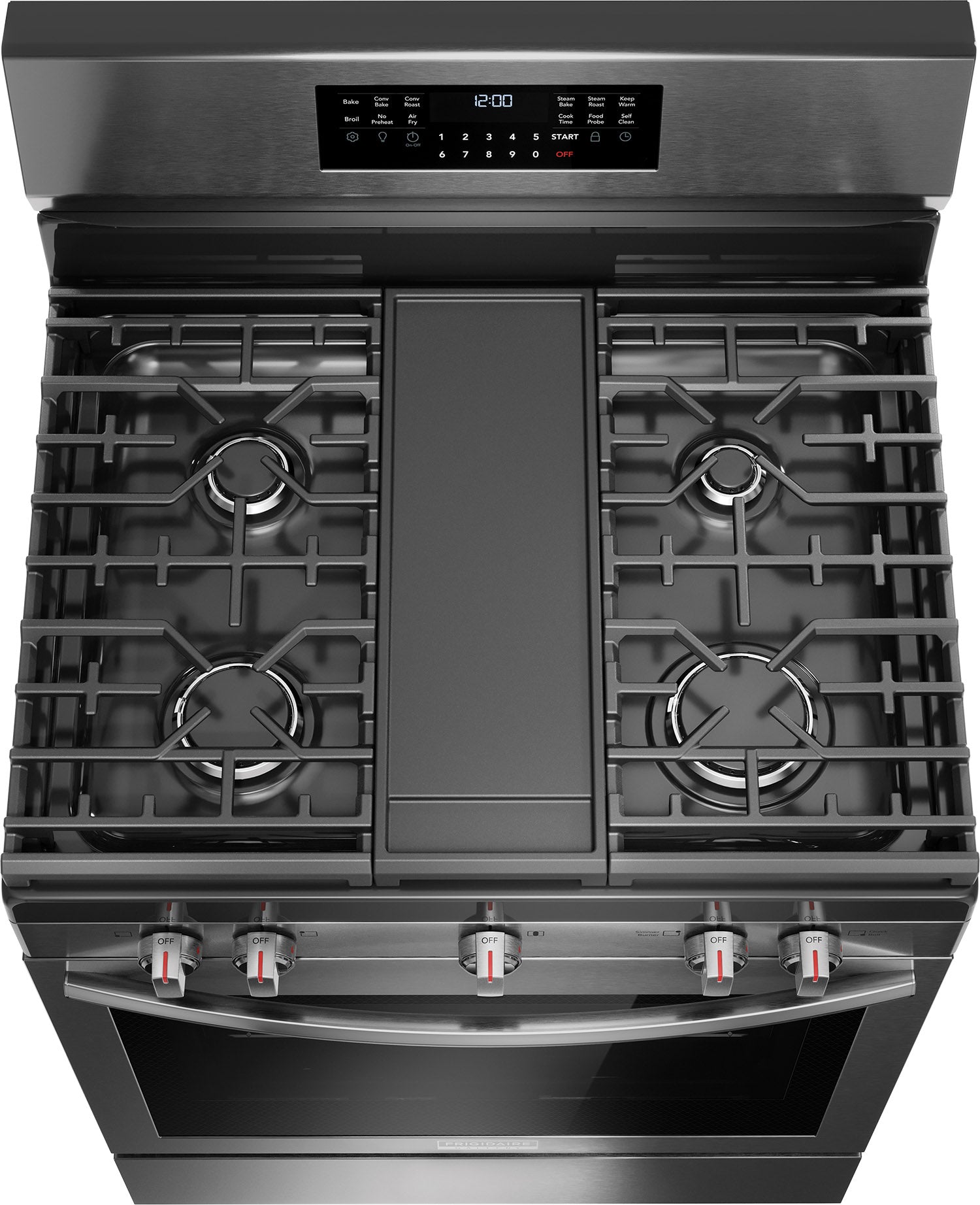 Frigidaire Gallery GCRG3060BD 30-Inch Smudge Proof Black Stainless Steel Gas Range - 5.1 Cu. Ft Capacity, Rear Control for Modern Kitchens - Perfect for Home Cooking, Baking & Family Meals