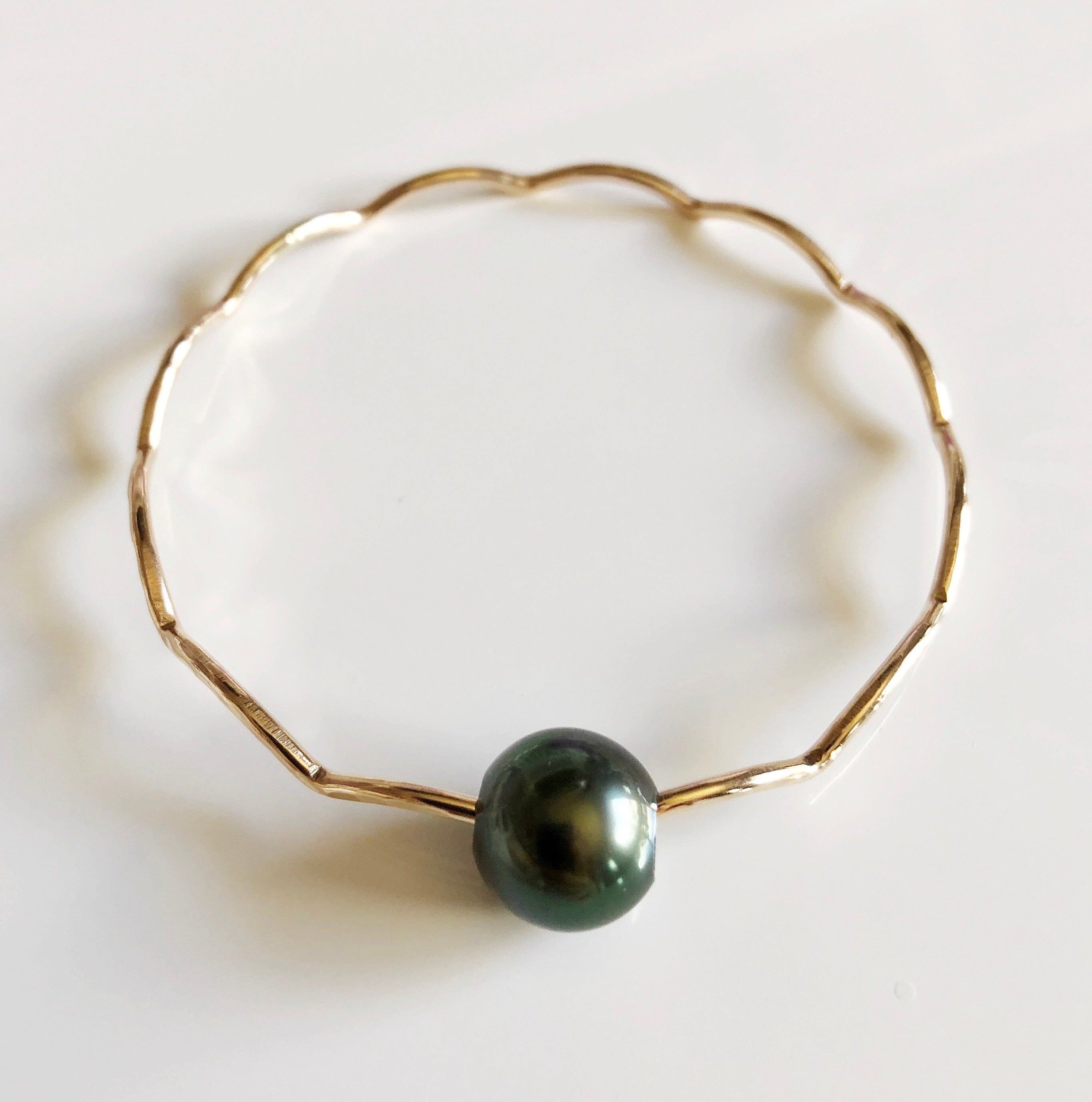 TOMI Tahitian Pearl Bangle Bracelet (B394) - Elegant Handmade Jewelry for Women, Perfect for Weddings, Parties & Special Occasions