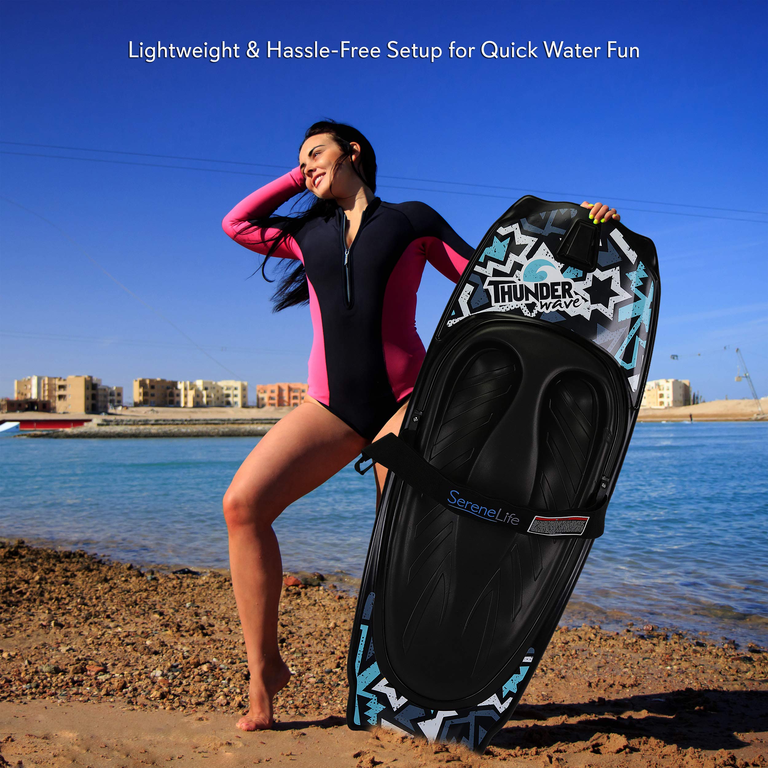SereneLife Water Sport Kneeboard with Hook for Kids & Adults - Adjustable Strap Kneeboard for Boating, Wakeboarding, Knee Surfing & Water Sports - Perfect for Lakes, Rivers & Ocean Fun