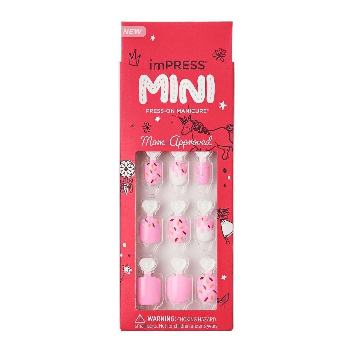 KISS imPRESS No Glue Press On Nails for Kids - Super Duper Pink Fake Nails | 20 Removable Nail Tabs & Mini File | Squoval Shaped Kids Size | Perfect for Birthday Parties, Playdates & Dress Up