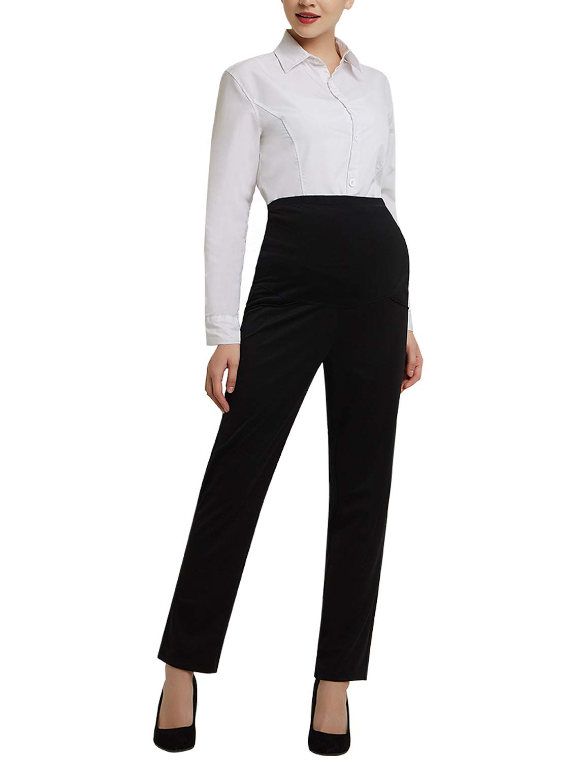 Bhome Maternity Jeans - Stretchy High Waisted Pants for Pregnant Women - Comfortable Work & Office Wear - Perfect for Professional Dress & Career Outfits - Ideal for Pregnancy Work Attire & Business Casual Looks