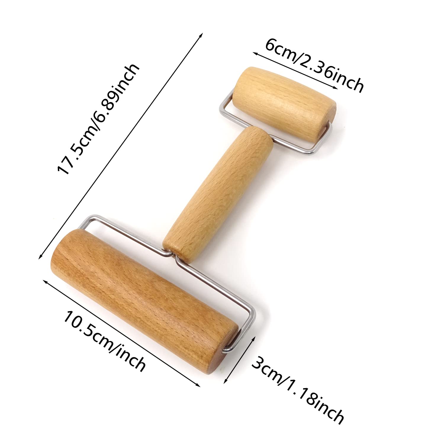 Honbay Double Ended Wooden Roller for Dough, Pottery, Clay & Diamond Painting - Perfect for Baking, Crafting & Art Projects