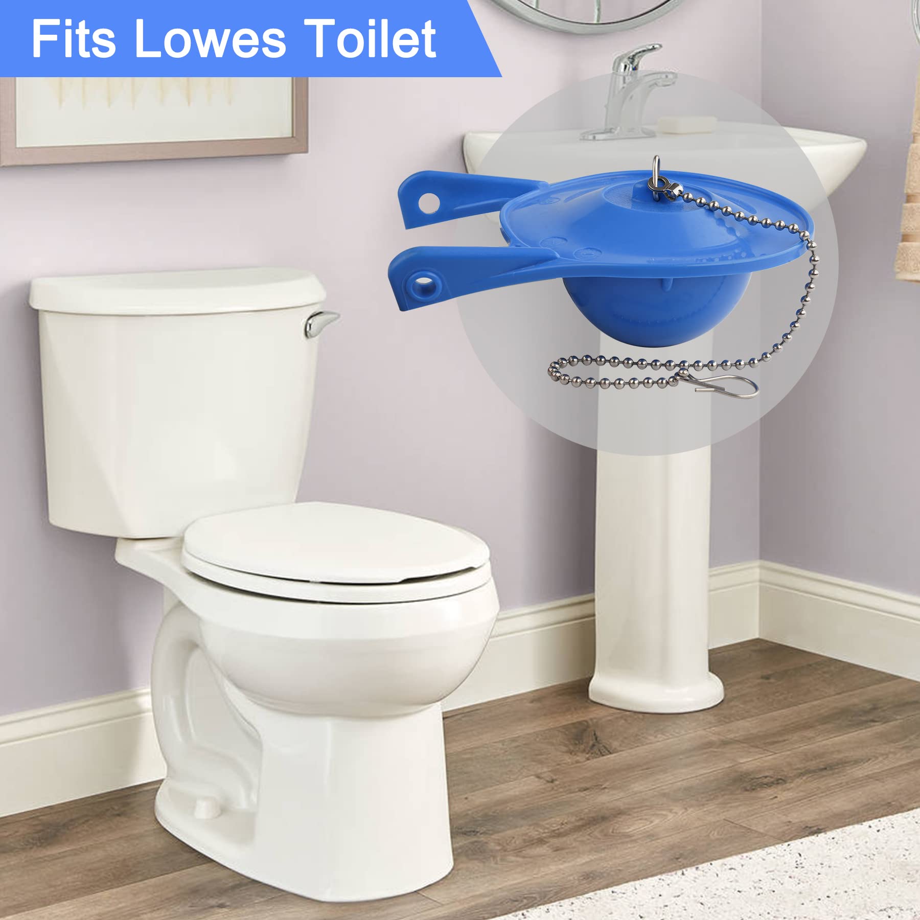 3 Inch Toilet Flapper Replacement - Compatible with Lowes AquaSouce (98923, 312795, 352027, 395280, 12293) - Water Saving Durable Rubber Toilet Tank Flapper - Blue - 2 Pack - Perfect for Home Bathroom Repair and Water Conservation