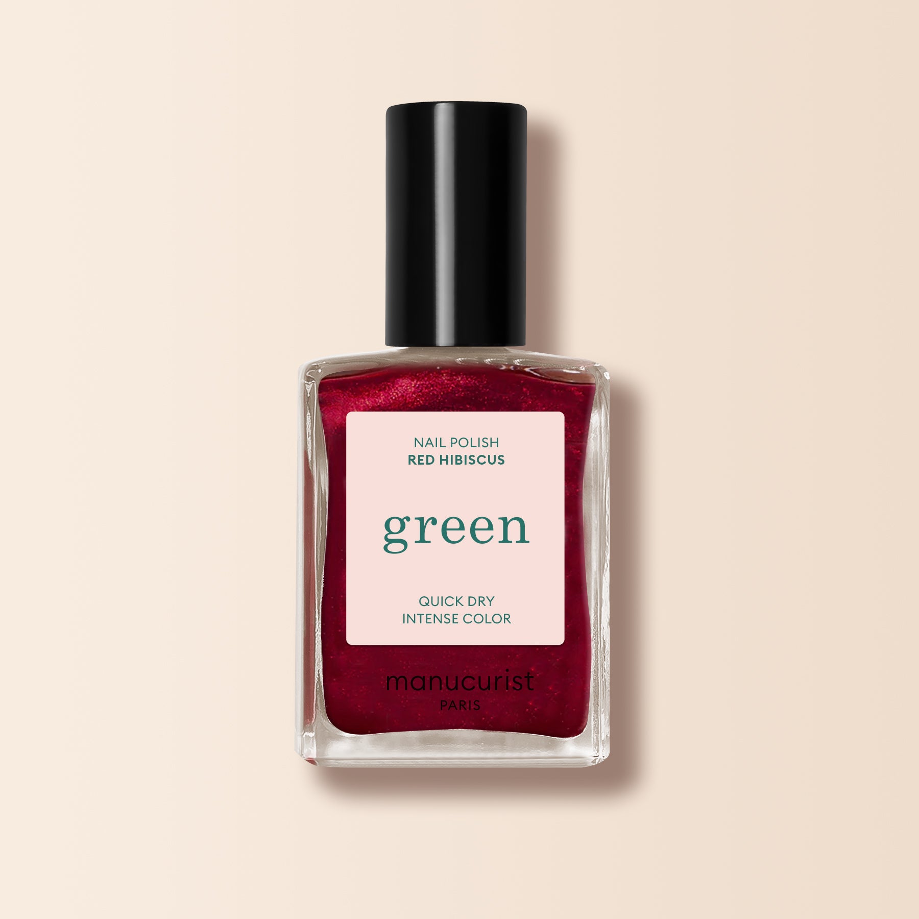 Green Nail Polish with Red Hibiscus Design - Long Lasting Vegan Nail Lacquer for Women - Perfect for Summer Nails, Parties & Special Occasions